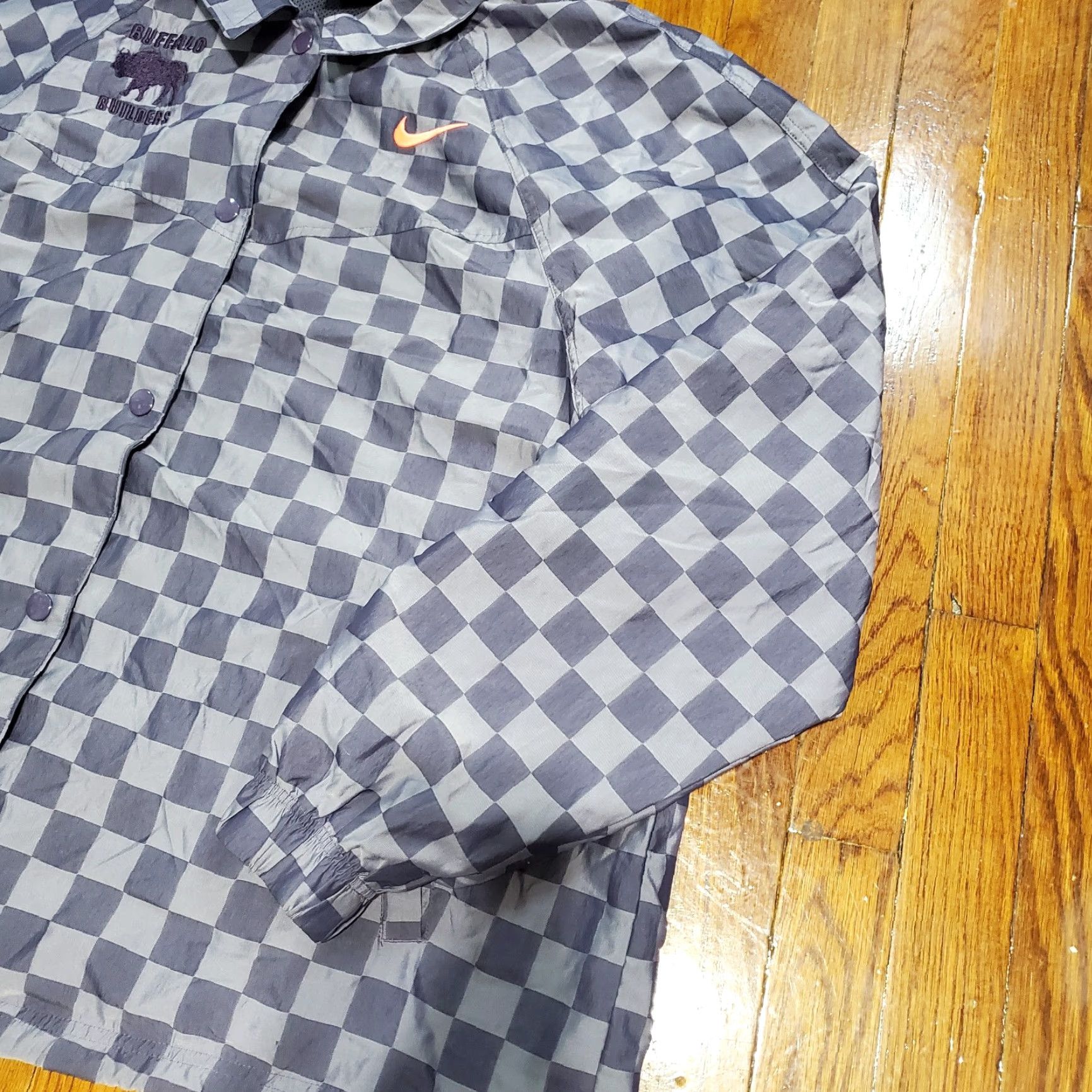Nike Nike Windbreaker Jacket Womens XL Gray Checkered Windrunner Sportswear Icon Clash Size XL / US 12-14 / IT 48-50 - 3 Thumbnail