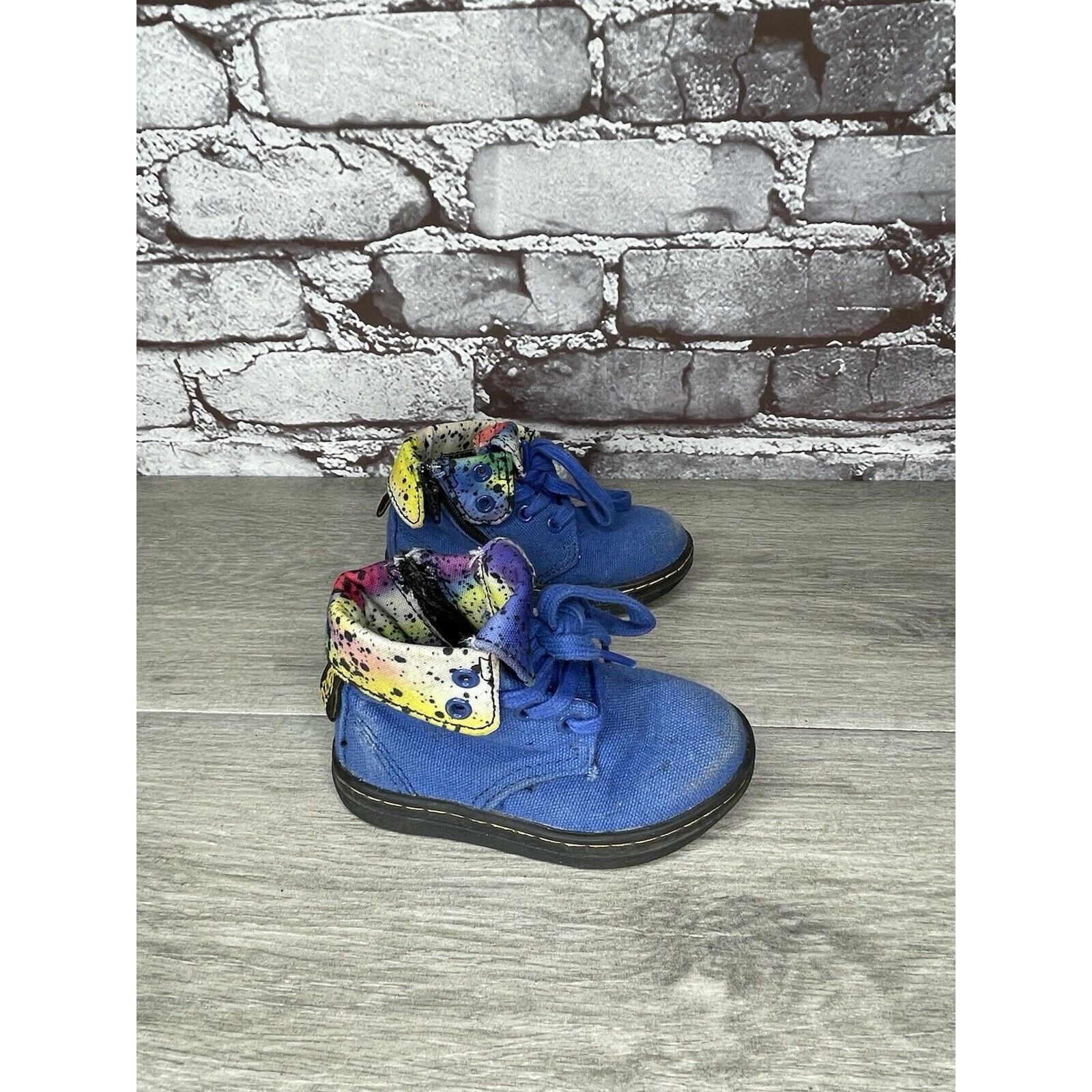 Dr. Martens DR MARTENS BLUE CANVAS Clover Fold Down BOOTS YOUTH AIR WALK Size US 6.5 / IT 36.5 - 12 Thumbnail