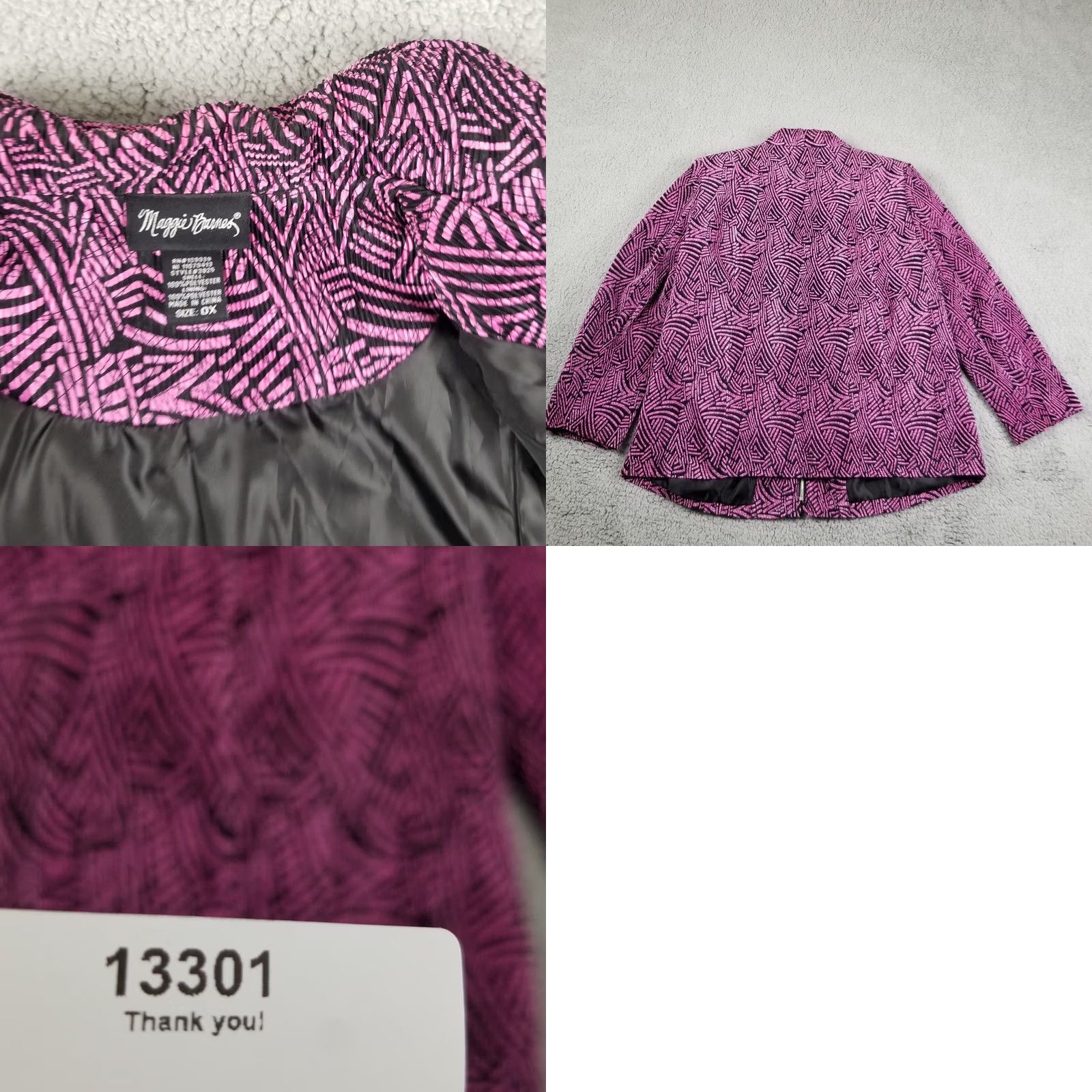 Vintage Maggie Barnes Catherines Jacket Cardigan Geometric Aztec Pink Knit 14-16 Womens Sleeve Long Open Stretch Size XL / US 12-14 / IT 48-50 - 8 Thumbnail