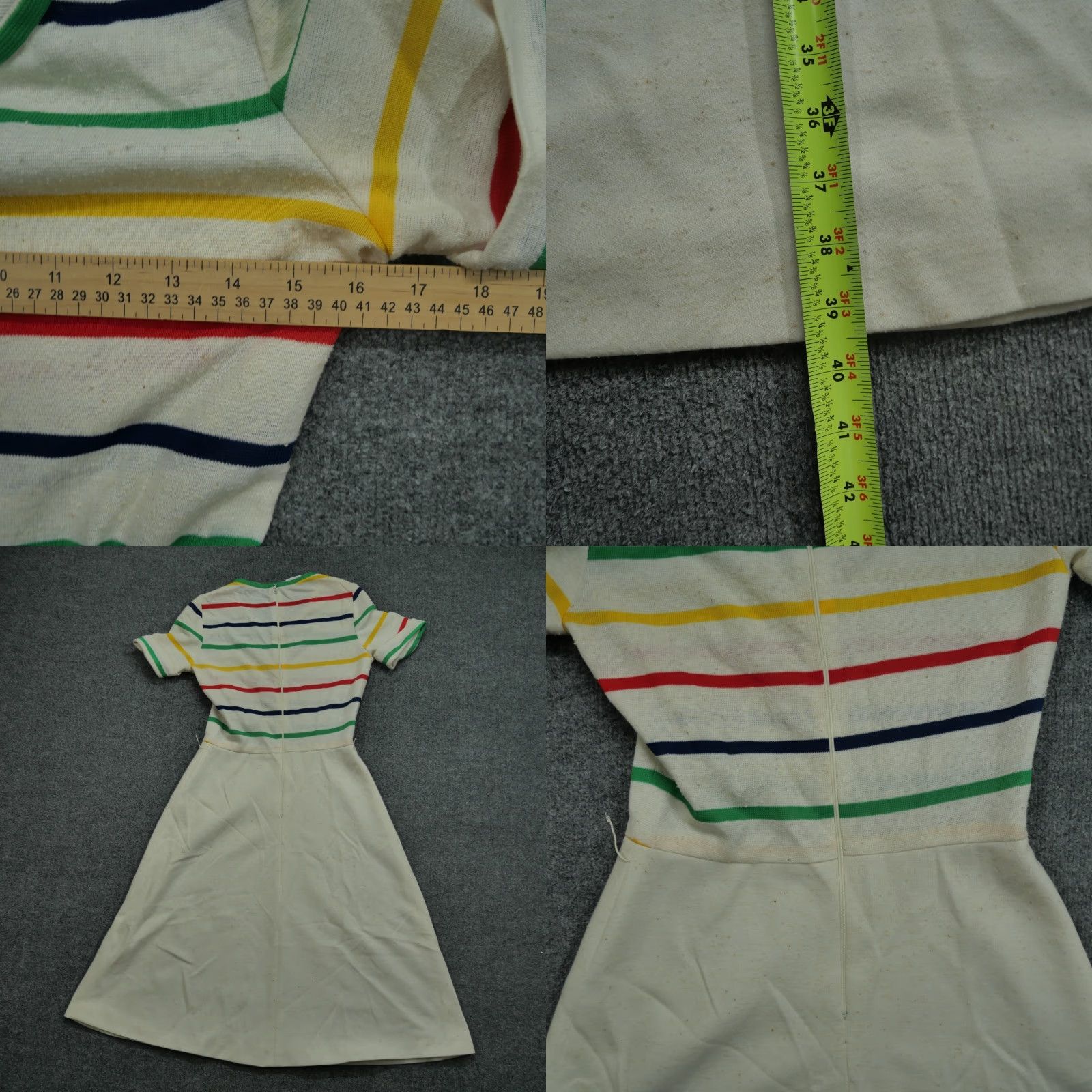 Vintage VINTAGE Julie Miller Dress Womens M Tan Striped 70s 80s Knee Length Outfit Theme 80s Womens Size M / US 6-8 / IT 42-44 - 8 Thumbnail