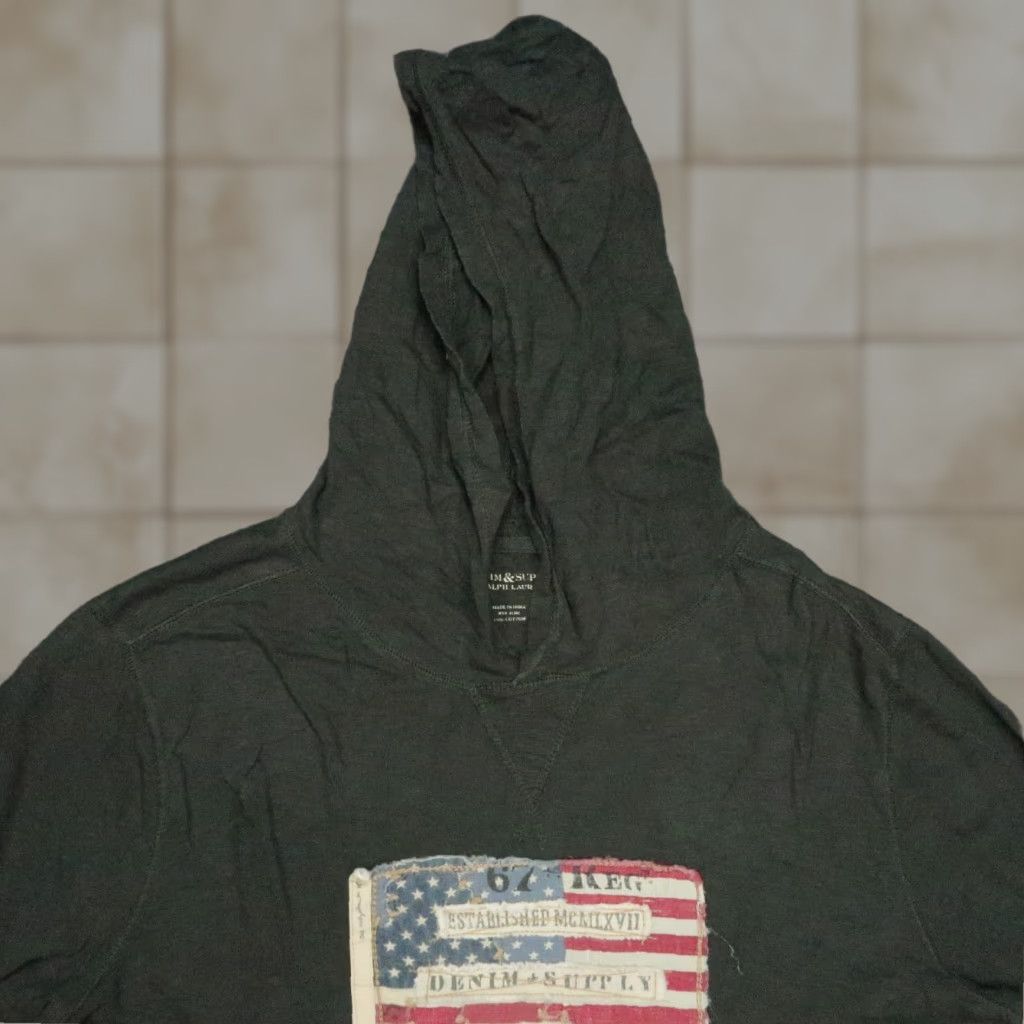 Ralph Lauren VINTAGE Denim & Supply Ralph Lauren Hoodie Mens XL Green Pullover American Flag USA Size US XL / EU 56 / 4 - 1 Thumbnail