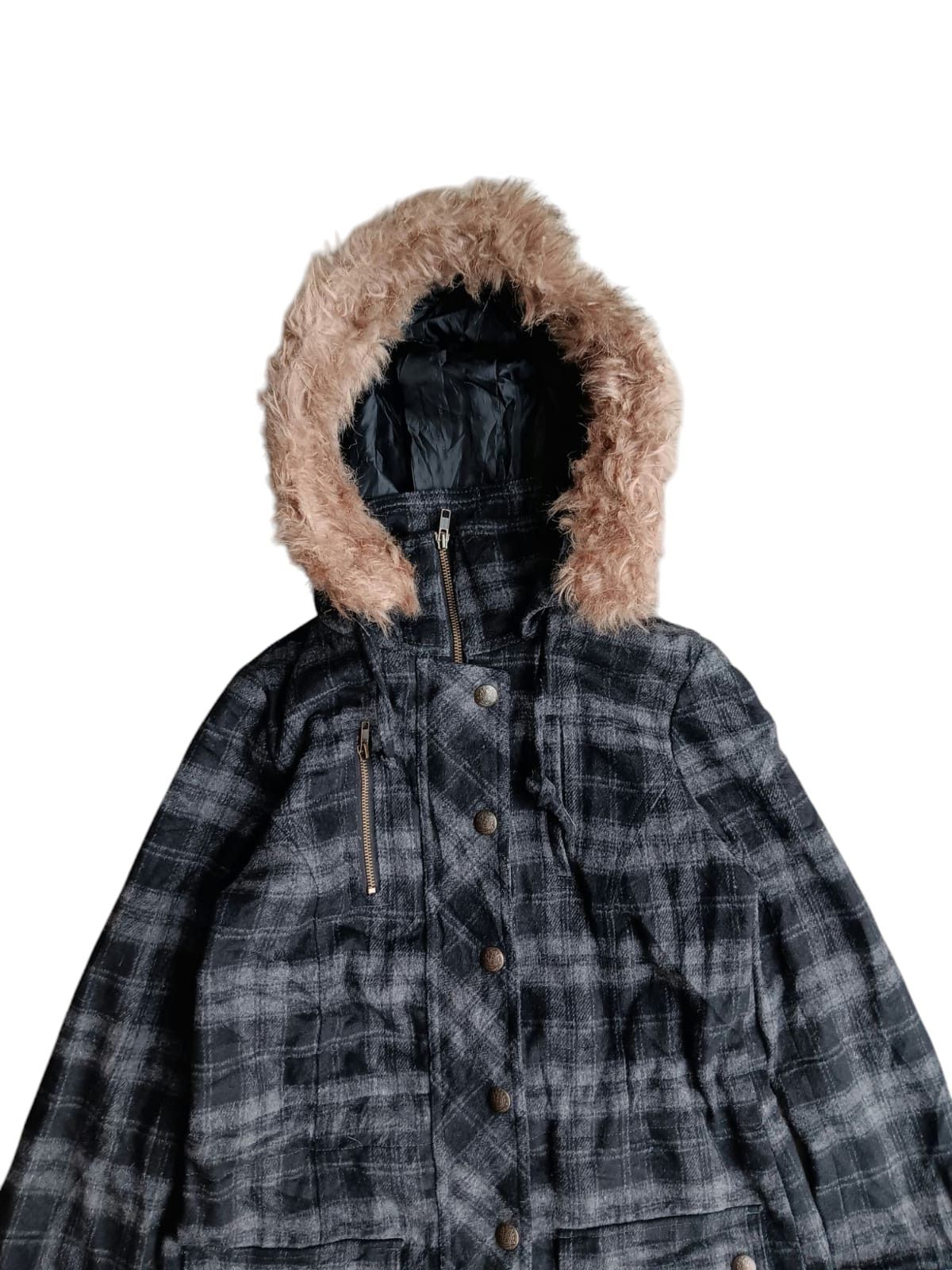 Japanese Brand × Seditionaries Sorridere fur hoodie tartan wool parka jacket Size M / US 6-8 / IT 42-44 - 2 Thumbnail