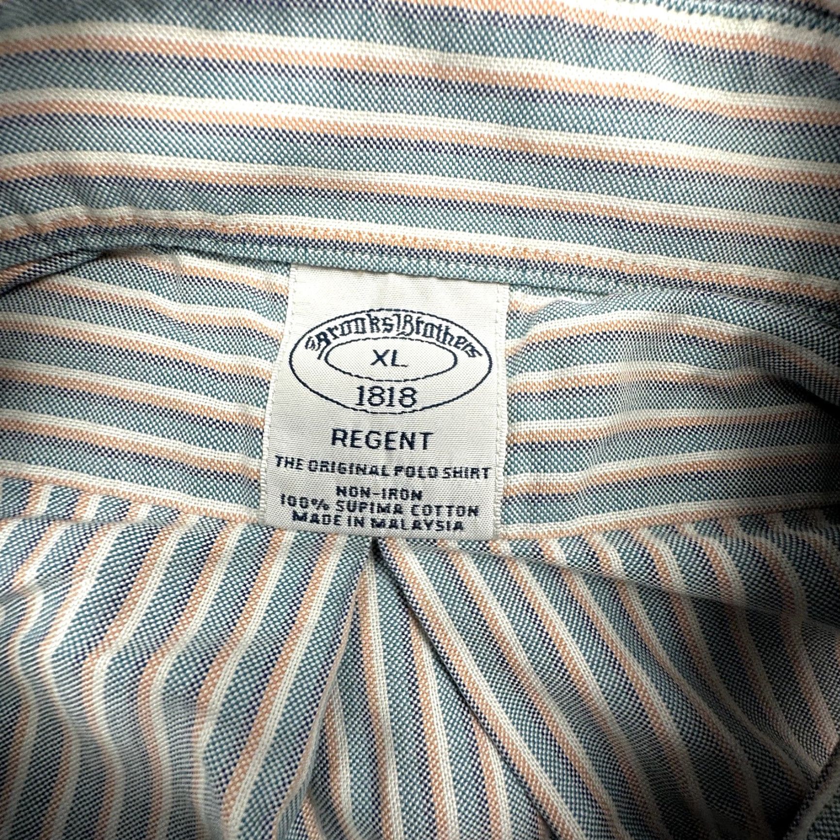 Brooks Brothers VINTAGE Brooks Brothers 1818 Regent Button Down Shirt Long Sleeve Men XL Green Striped Size US XL / EU 56 / 4 - 3 Thumbnail