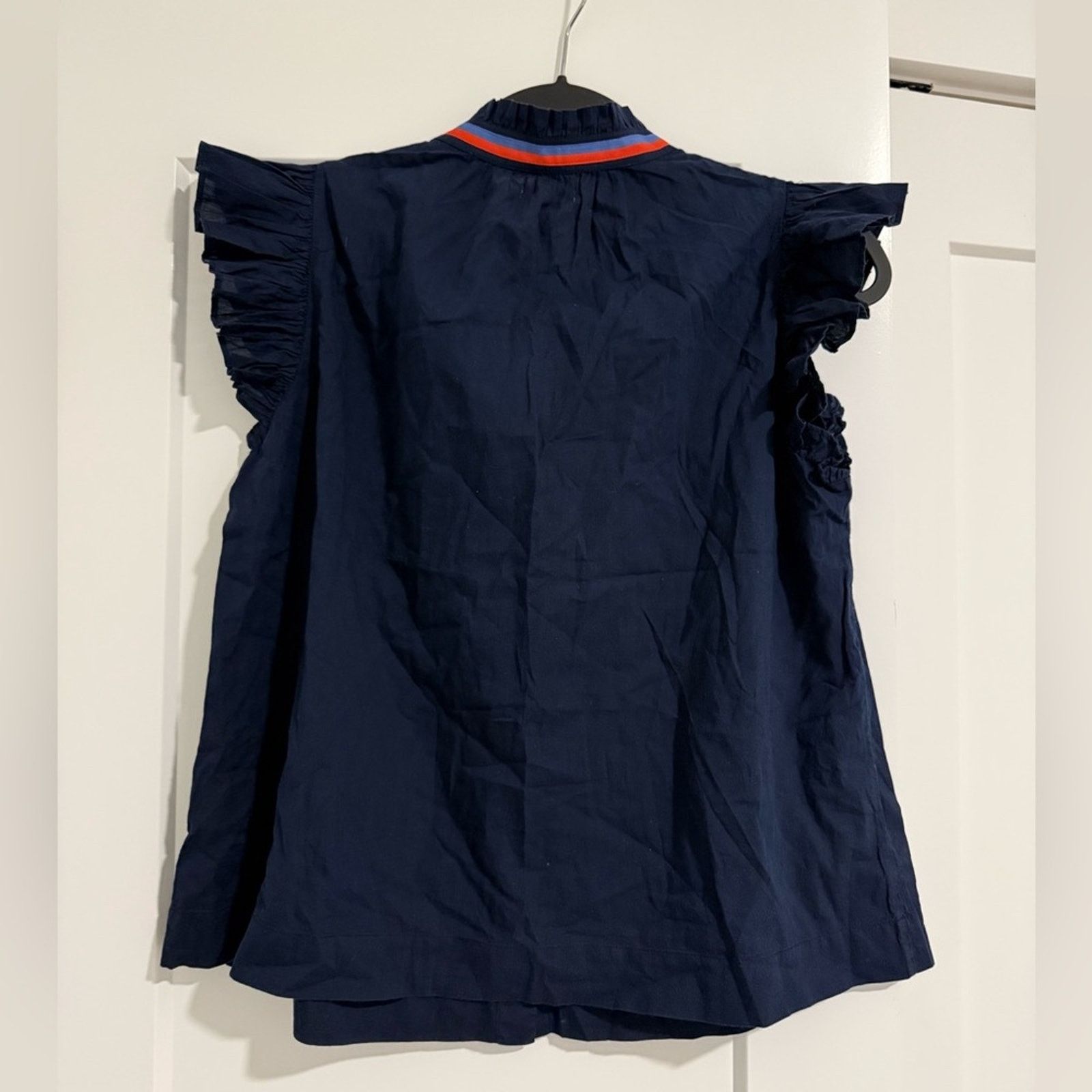 Anthropologie New! Sundry Flutter Sleeve Button Down - Navy - 1(S) - $128 Size S / US 4 / IT 40 - 6 Thumbnail