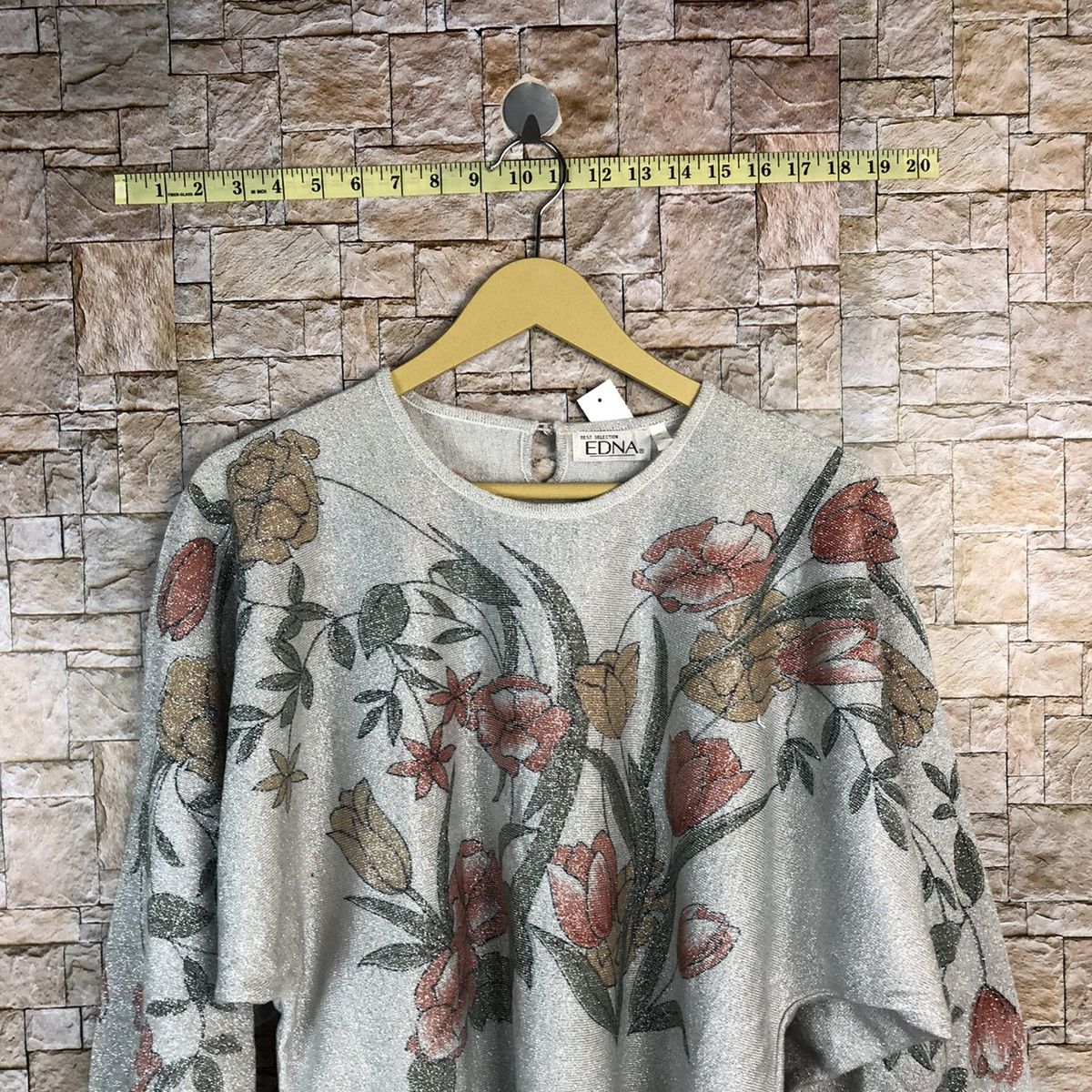 Homespun Knitwear × Japanese Brand × Vintage Edna vintage flower art design White Knitwear #A715 Size M / US 6-8 / IT 42-44 - 2 Thumbnail