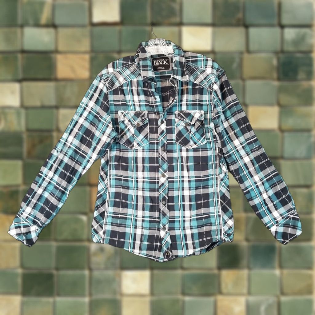 Buckle Black VINTAGE Buckle Black Mens Blue Plaid Long Sleeve Slim Button-Up Shirt Size M Size US M / EU 48-50 / 2 - 1 Thumbnail