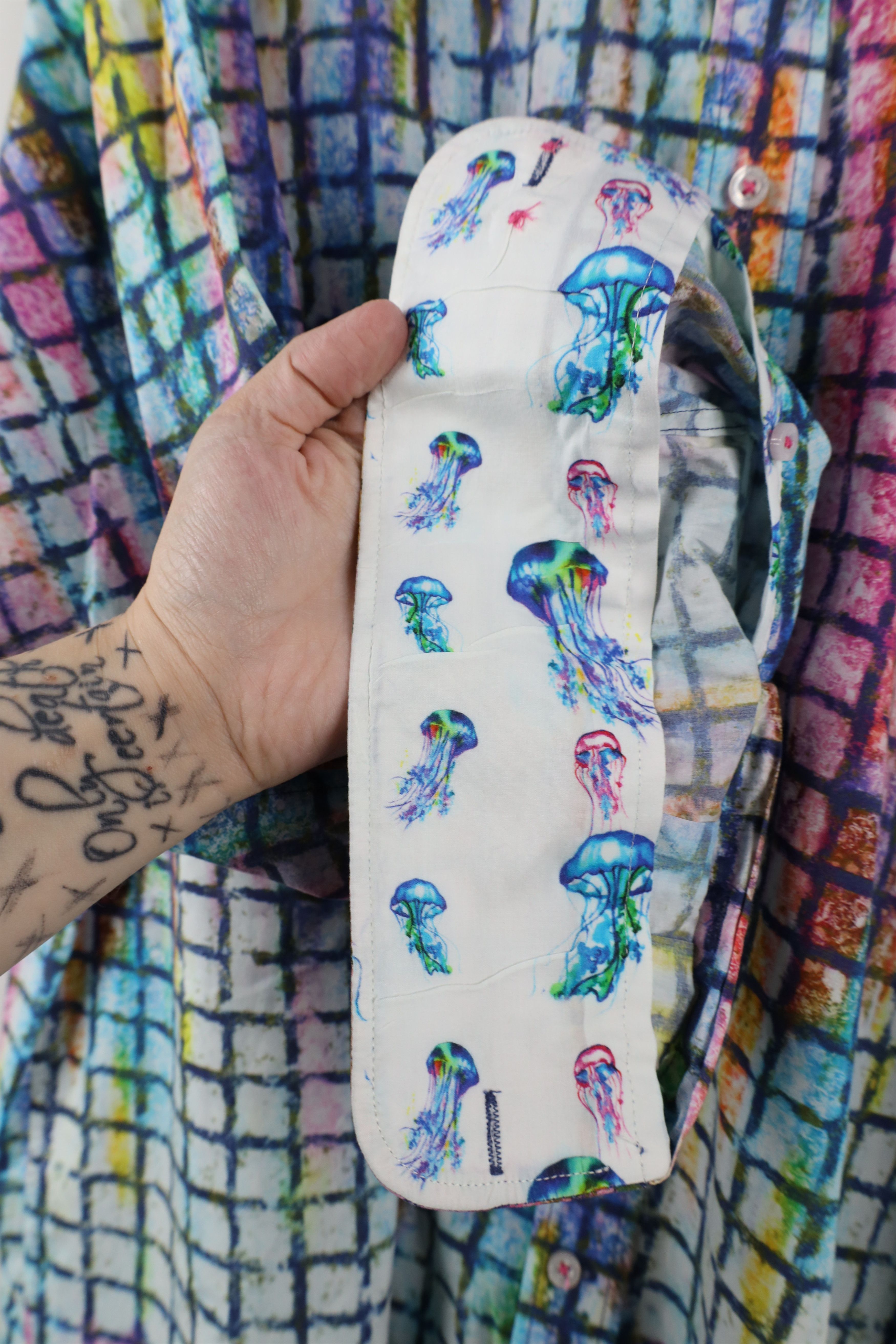 Vintage David Smith Australia Jelly Fish Flip Cuff Button Shirt Size US XL / EU 56 / 4 - 7 Thumbnail