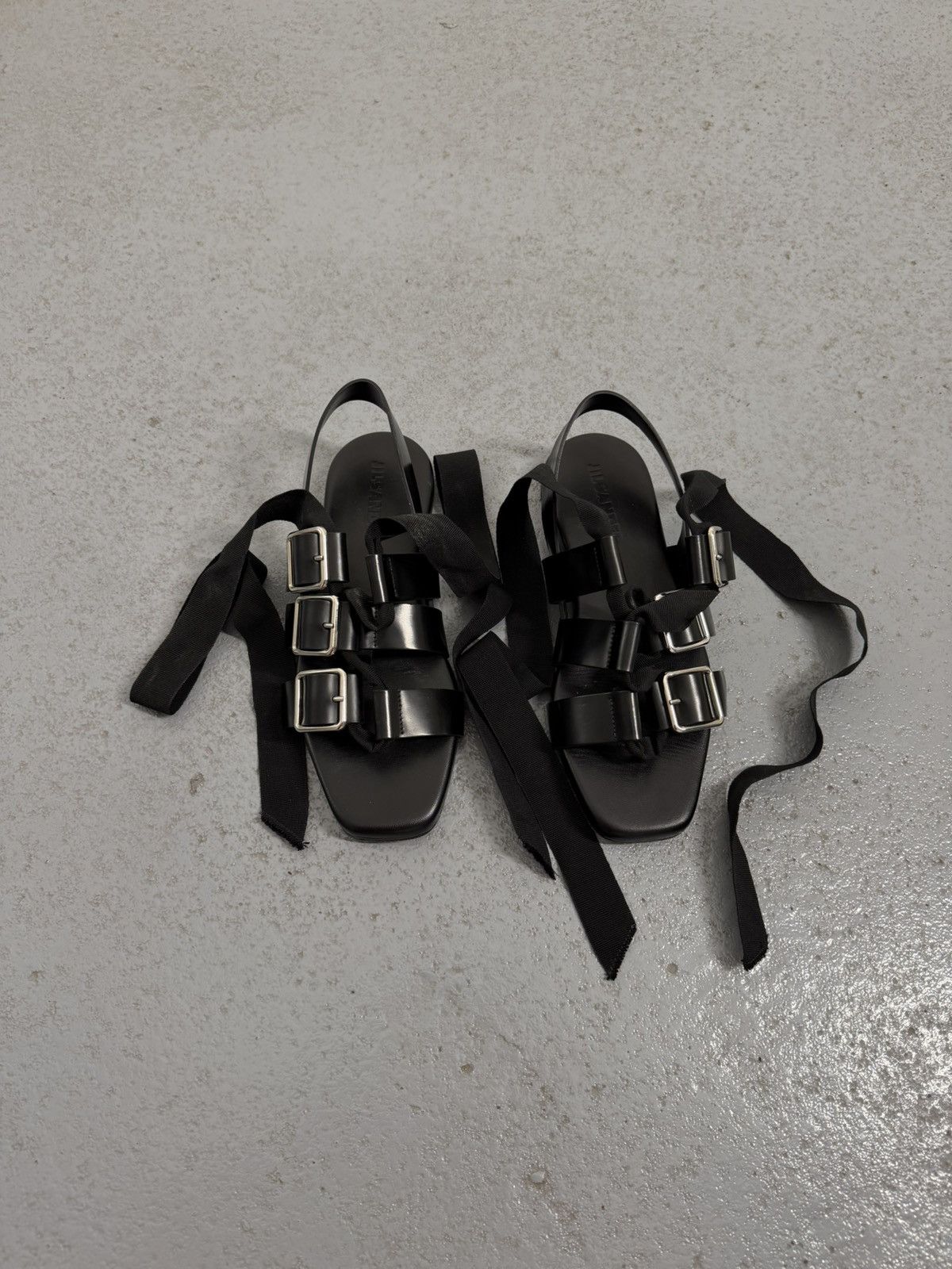 Jil Sander Jil Sander Black Leather Buckle Sandals With Ribbon Size US 8 / IT 38 - 2 Thumbnail