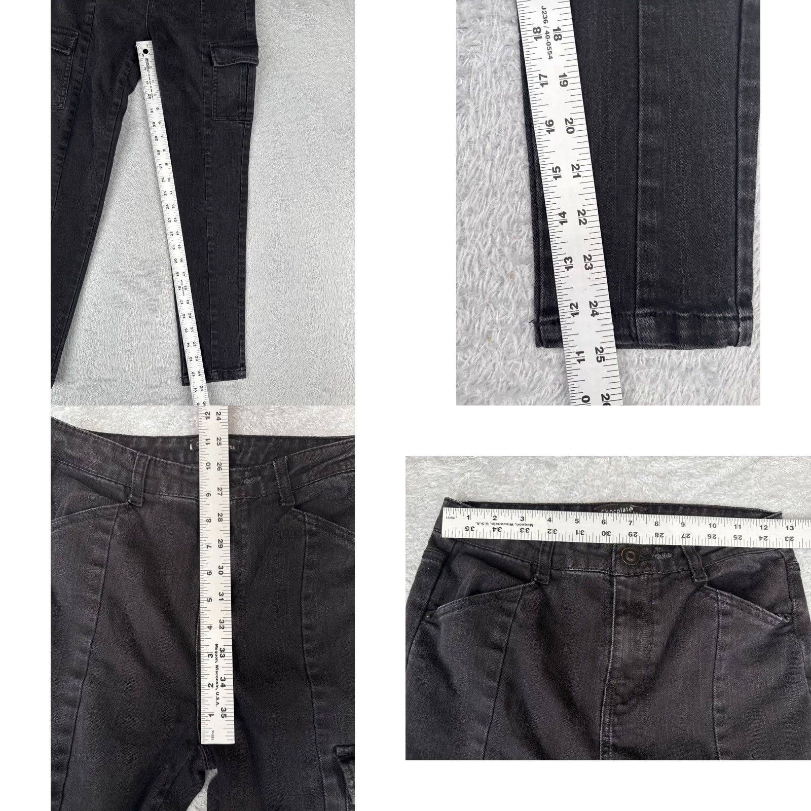 Vintage Dollhouse Womens Jeans Slim Fit Black Skinny Cargo 26x25 Size 26" / US 2 / IT 38 - 8 Thumbnail