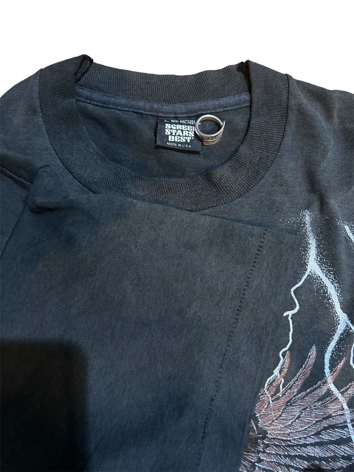 Vintage 92' single stitches eagle/lightning montana tshirt Size US L / EU 52-54 / 3 - 2 Thumbnail