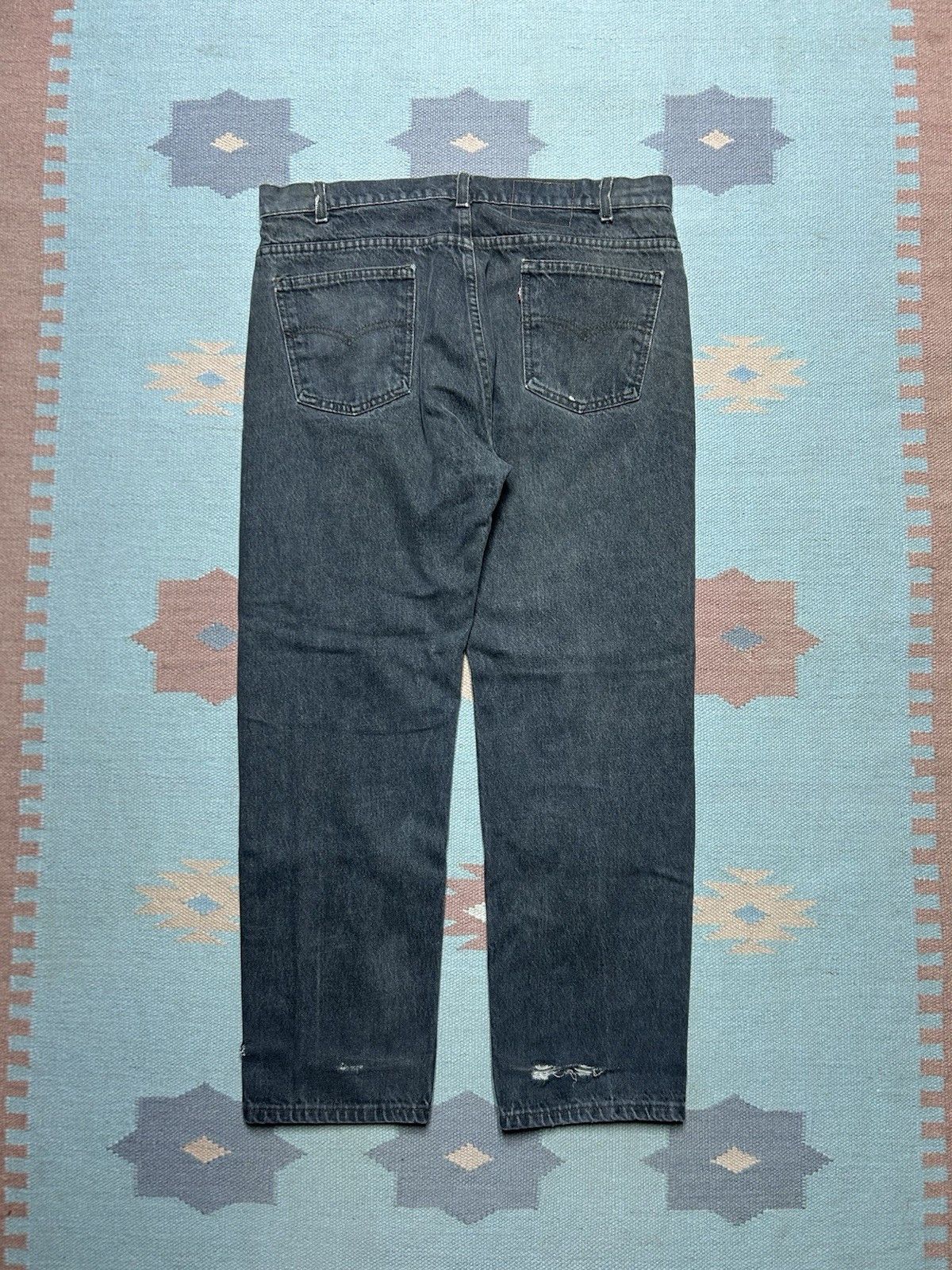 Vintage Vtg 90s Levis 505 jeans faded black distress straight 36x29 Size US 36 / EU 52 - 1 Thumbnail