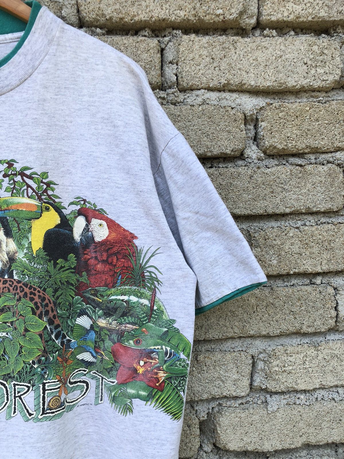 Vintage Vintage 90s Habitat Rainforest Animals Nature Mirror Tshirt Size US XL / EU 56 / 4 - 7 Thumbnail