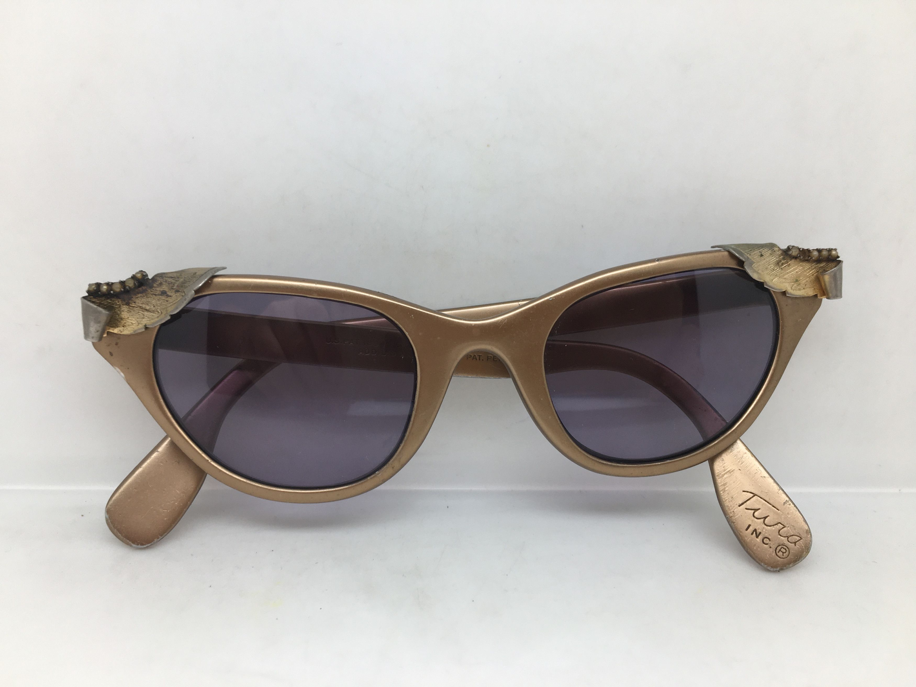 Vintage Vintage 50s TURA Woman Aluminum Brown Cateye Sunglasses Size ONE SIZE - 8 Thumbnail