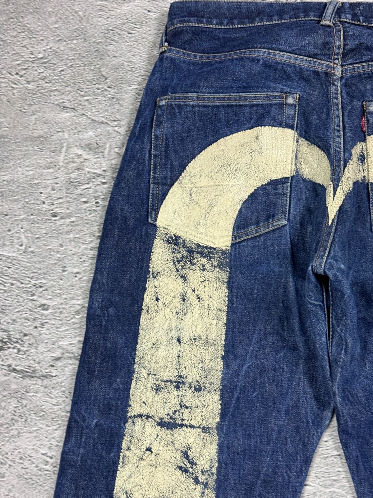Evisu Evisu jeans white daicock big logo blue selvedge denim Size US 32 / EU 48 - 3 Thumbnail