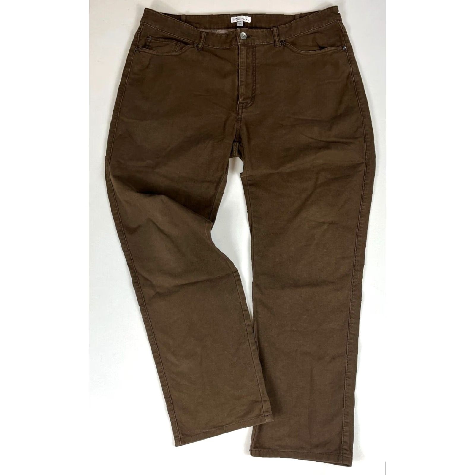 Peter Millar Peter Millar Crown Vintage Five-Pocket Pants Men’s 38x30 Canvas Chino Green Brown Straight Front Regular 98% Cotton 2% Spandex Size US 38 / EU 54 - 2 Thumbnail