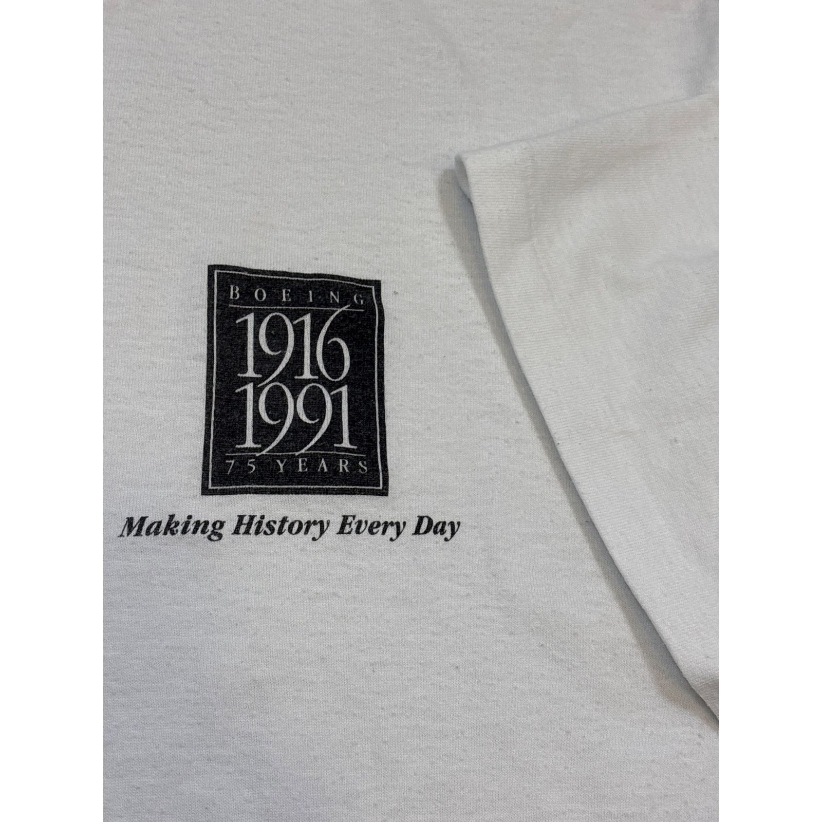Anvil Vintage 1991 Boeing 75 years making history white shirt L Size US L / EU 52-54 / 3 - 3 Thumbnail