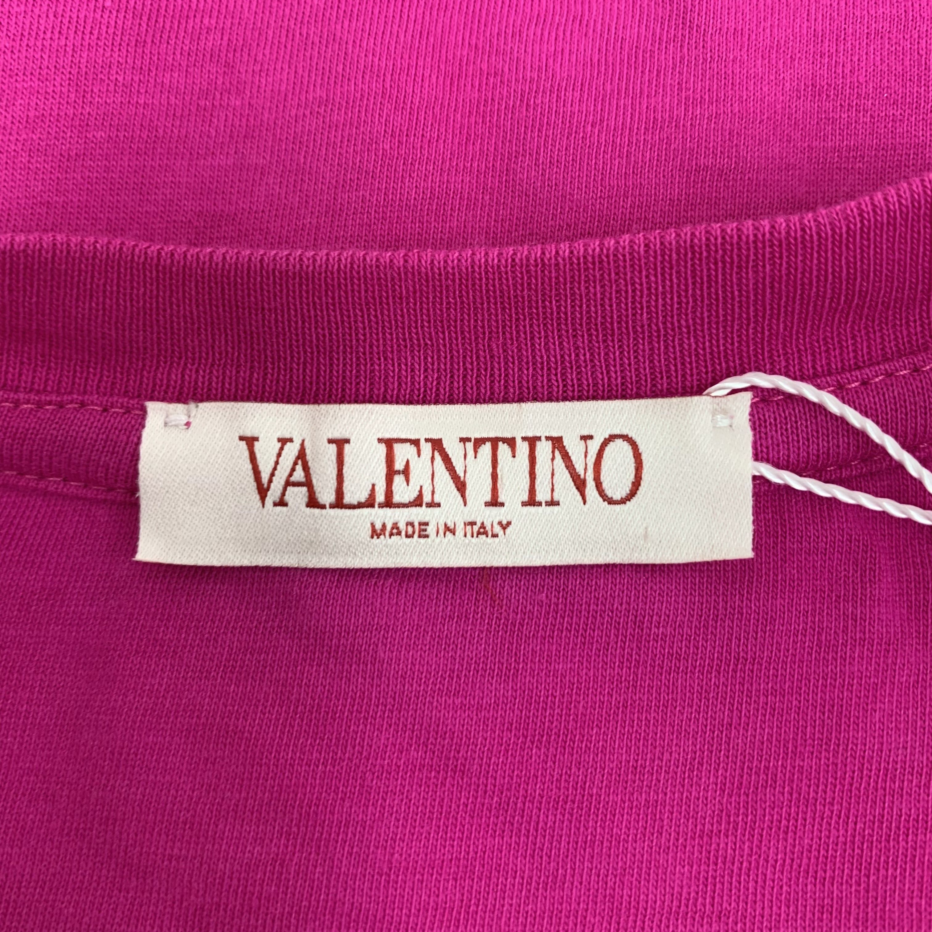 Valentino Valentino Pink Logo Print Cotton Crewneck T-Shirt (XS) Size XS / US 0-2 / IT 36-38 - 2 Thumbnail