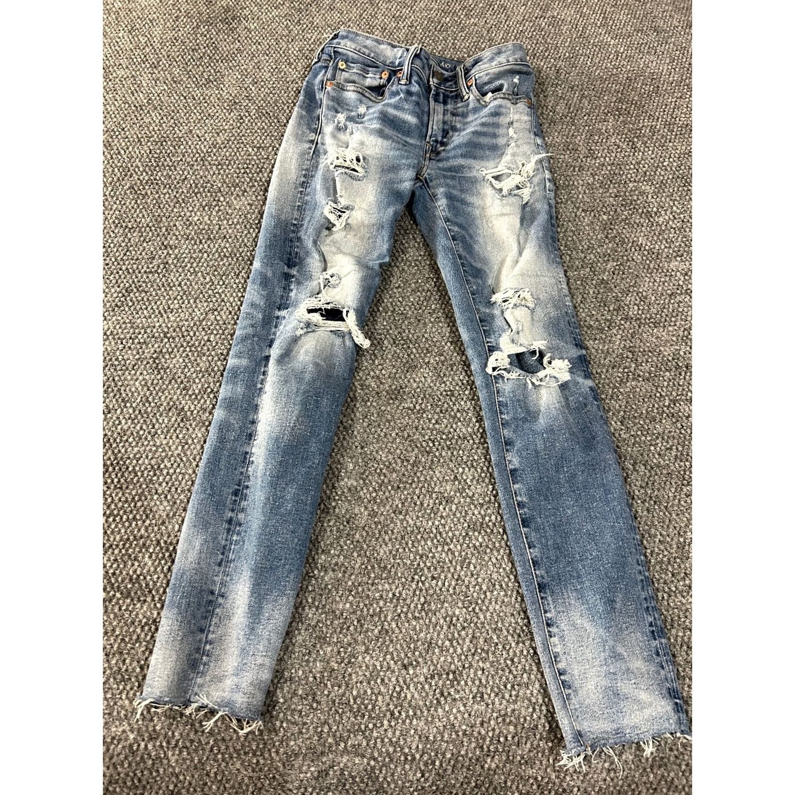 American Eagle Outfitters VINTAGE: American Eagle Outfitters Skinny Jeans Mens 28x30 Blue Distressed Ripped AirFlex Stretch Den?im 5-Pocket Size US 28 / EU 44 - 2 Thumbnail
