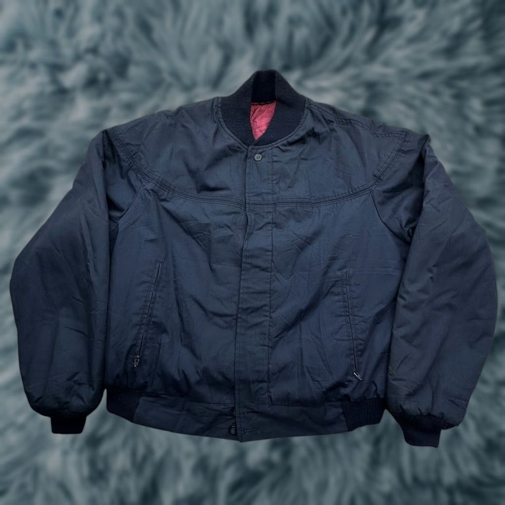Vintage VINTAGE 80s Polyester Quilt Lined Bomber Flight Jacket Mens XL Talon Zipper Blue Navy Solid 90s 80s Casual Mens Size US XL / EU 56 / 4 - 1 Thumbnail