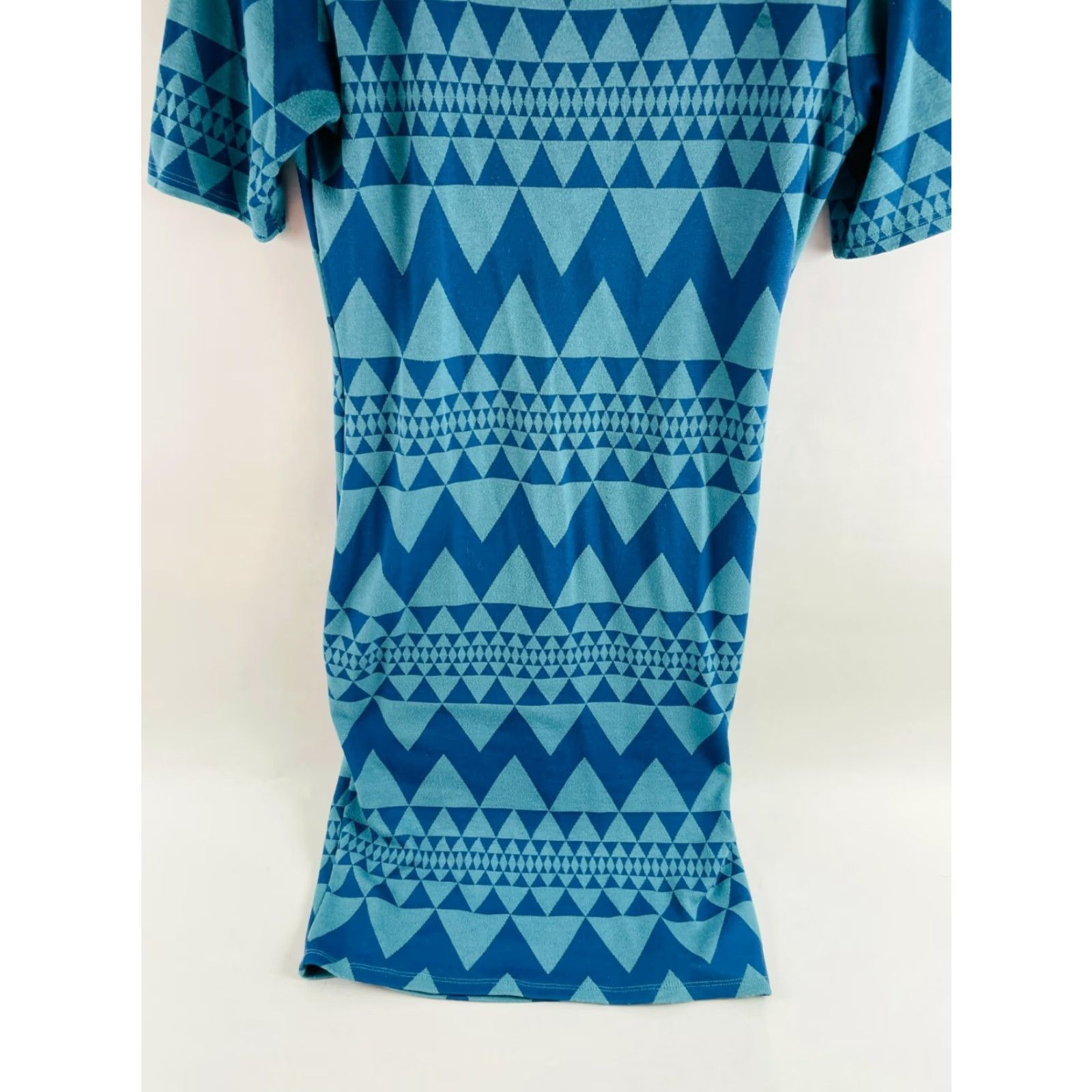 Vintage LuLaRoe Dress Women's Size Small Blue Herringbone Print Short Sleeve Maxi Julia Size 28" / US 6 / IT 42 - 4 Thumbnail