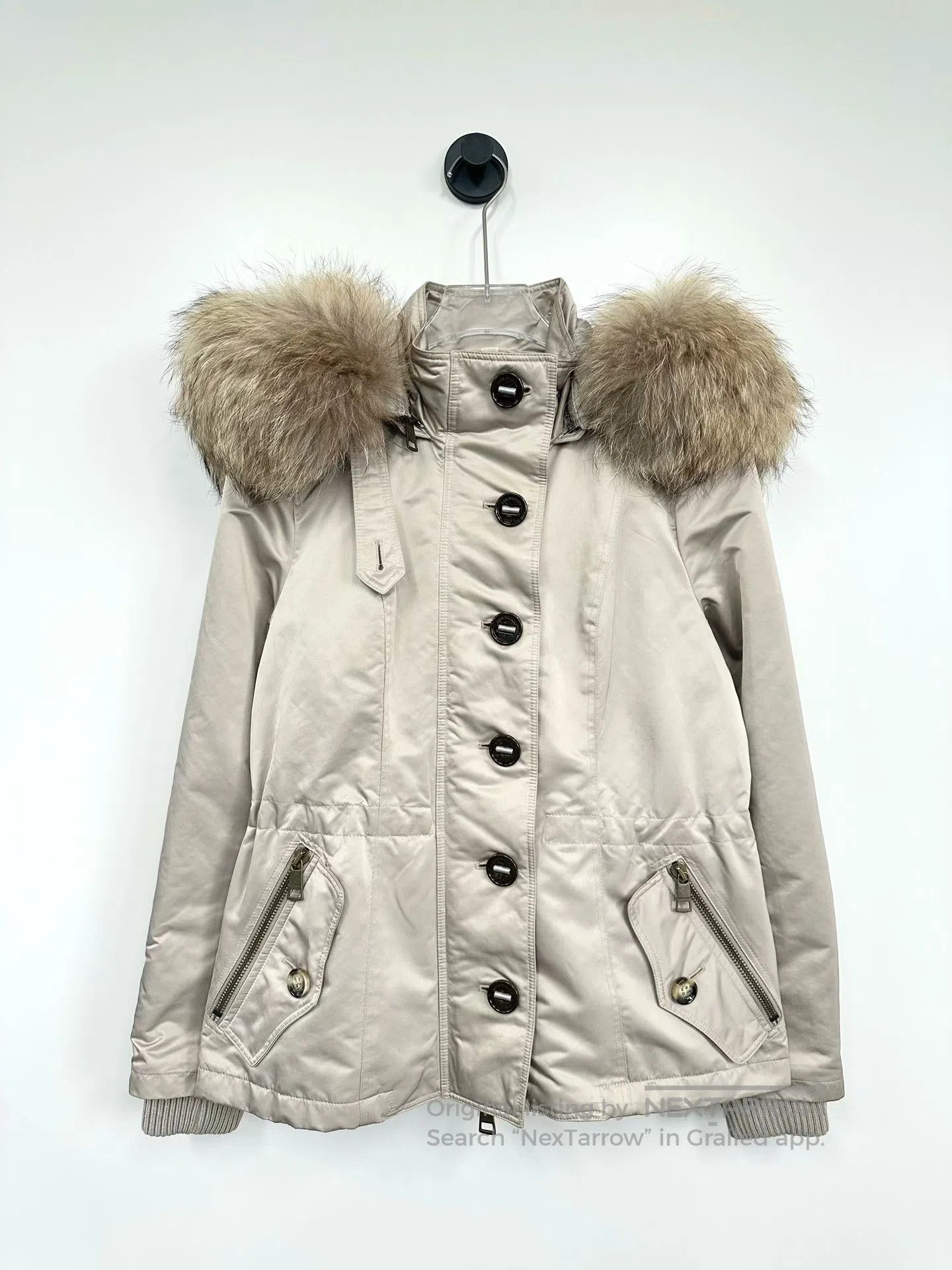 Burberry Burberry Khaki Single-breasted Fur Collar Cotton Coat| Size M / US 6-8 / IT 42-44 - 1 Thumbnail
