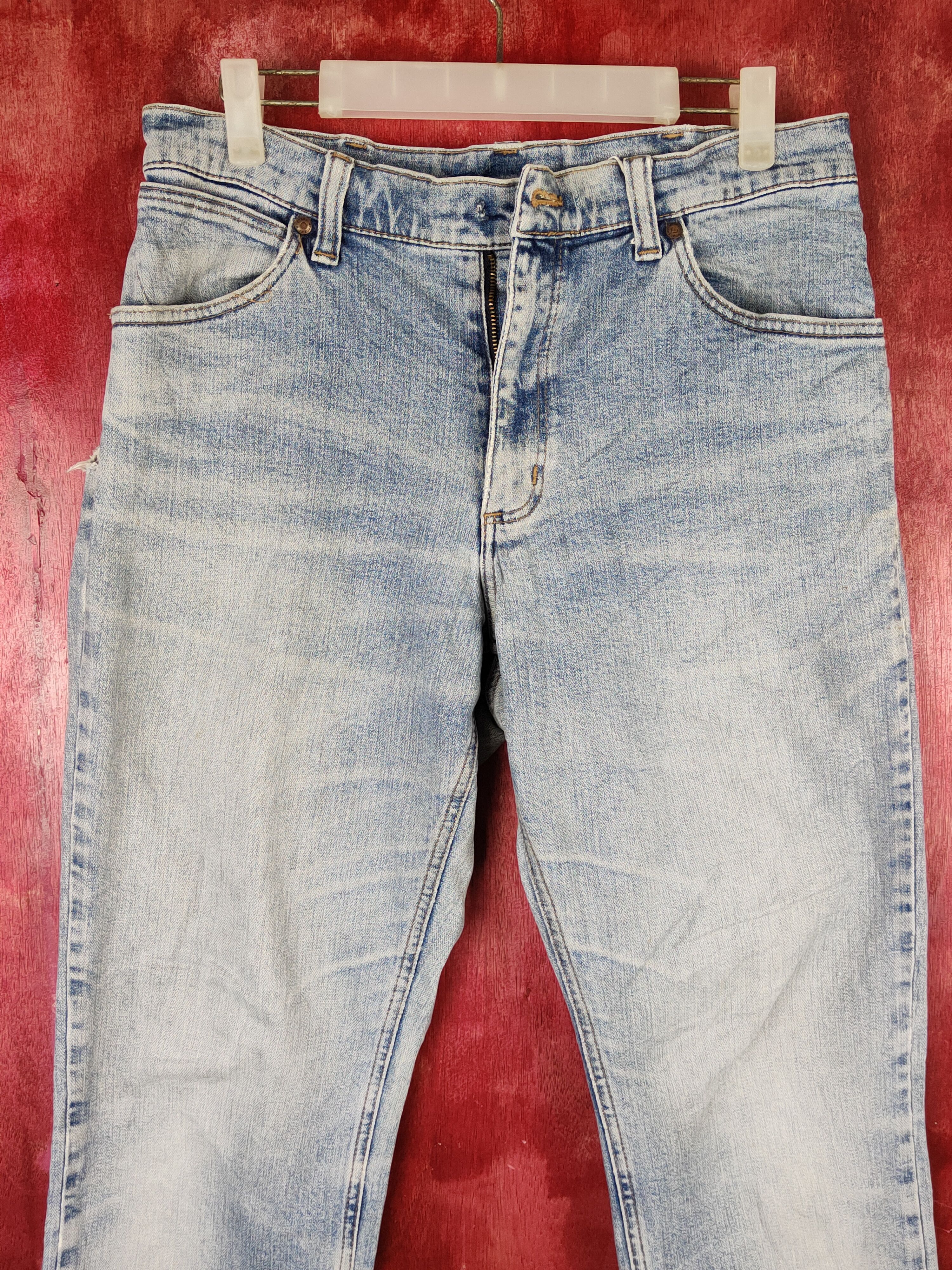 Japanese Brand Wrangler Blue Faded Distressed Ripped Jeans #S1703 Size US 31 - 2 Thumbnail