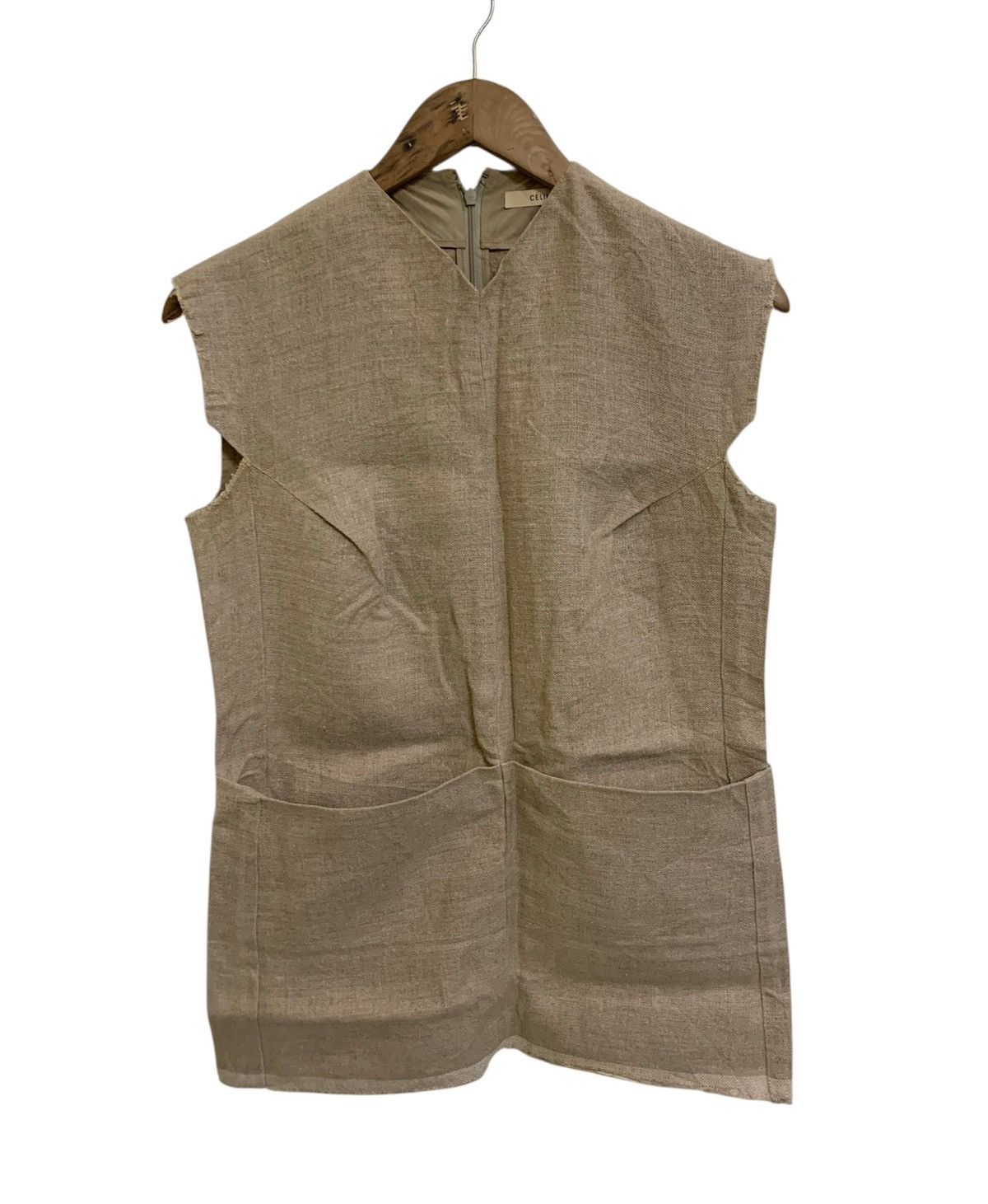 Celine 💥Celine Phoebe Philo Linen Gilet Beige Tank Top Size S / US 4 / IT 40 - 1 Thumbnail