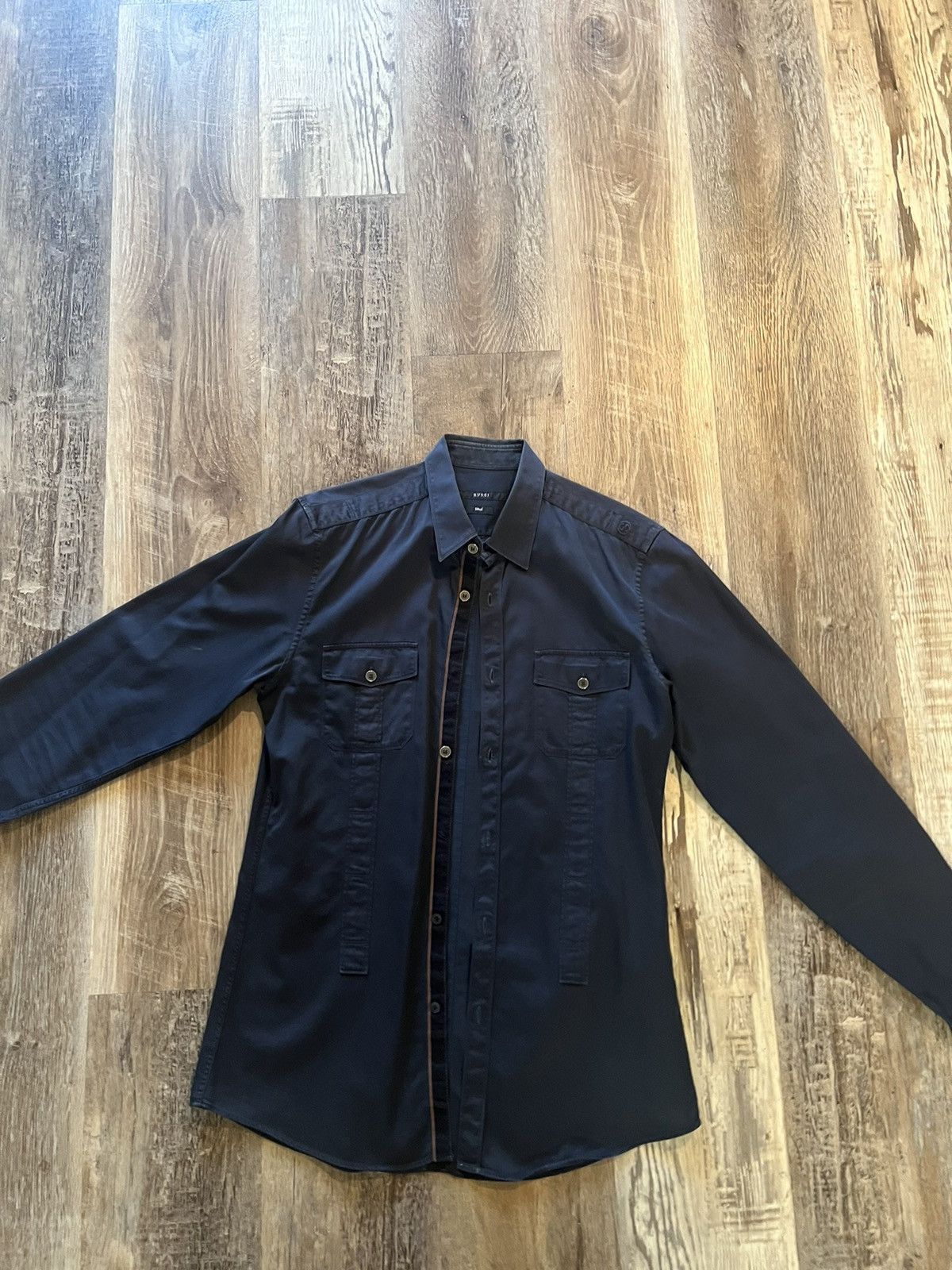 Gucci Navy blue Gucci button up Size US L / EU 52-54 / 3 - 2 Thumbnail