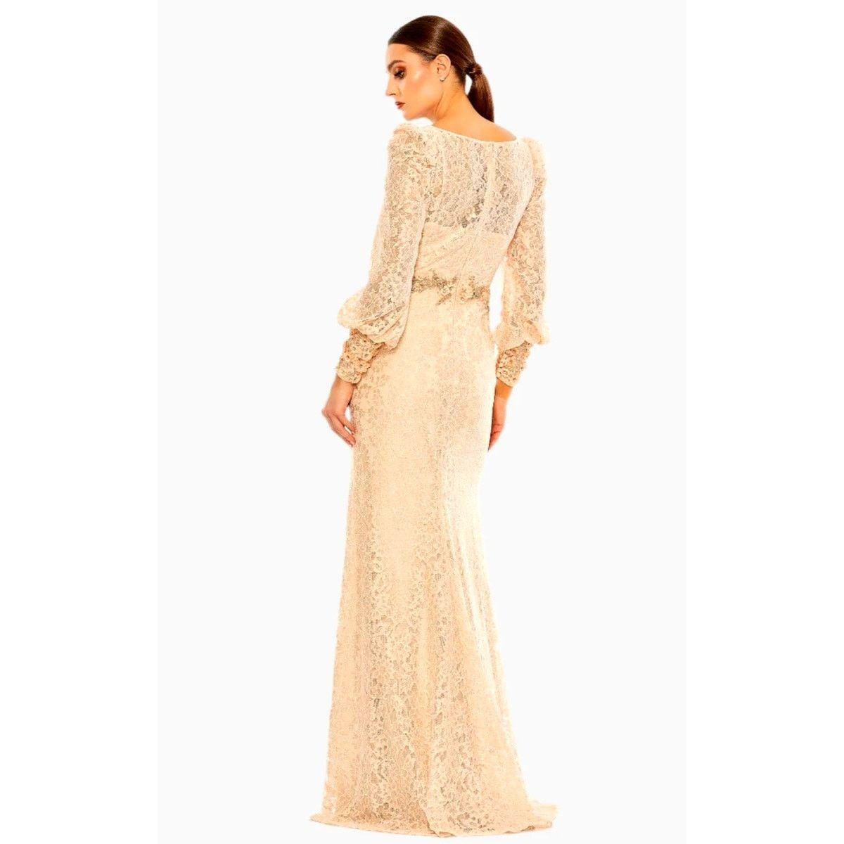 Other Mac Duggal Lace V Neck Embellished Gown Blush size 12 Size XL / US 12-14 / IT 48-50 - 5 Thumbnail