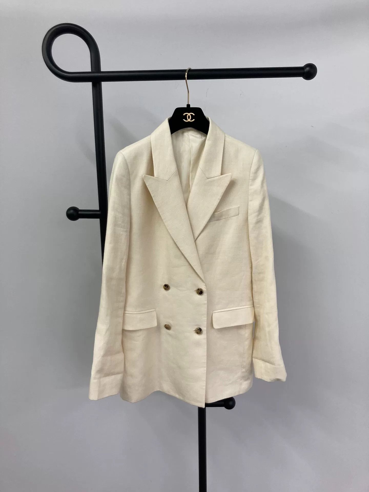 Equilibrio EQUIL White Linen Blazer Size M / US 6-8 / IT 42-44 - 1 Thumbnail