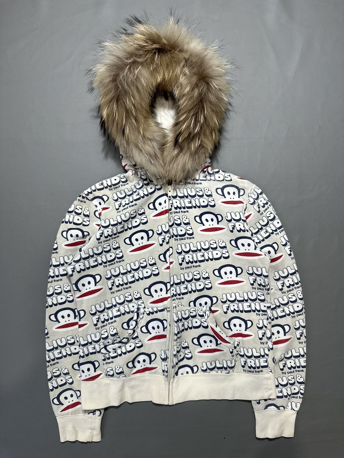 PAUL FRANK MONKEY FUR ZIP HOODIE STREET FASHION STYLE