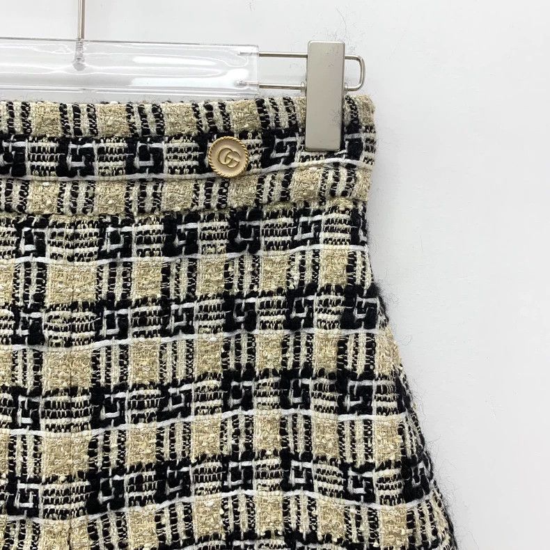 Gucci Gucci Color-blocked plaid double G buckle tweed short skirt Size 24" / US 00 / IT 34 - 3 Thumbnail