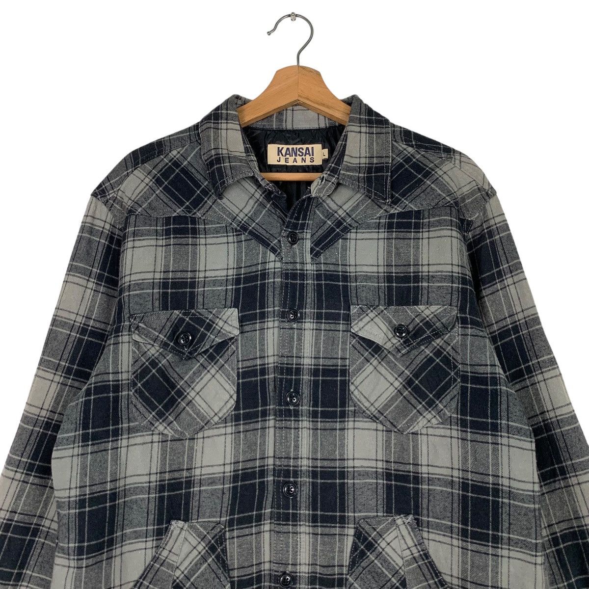 Japanese Brand Vintage KANSAI JEANS Four Pocket Tartan Flannel #0652-C30 Size US L / EU 52-54 / 3 - 2 Thumbnail