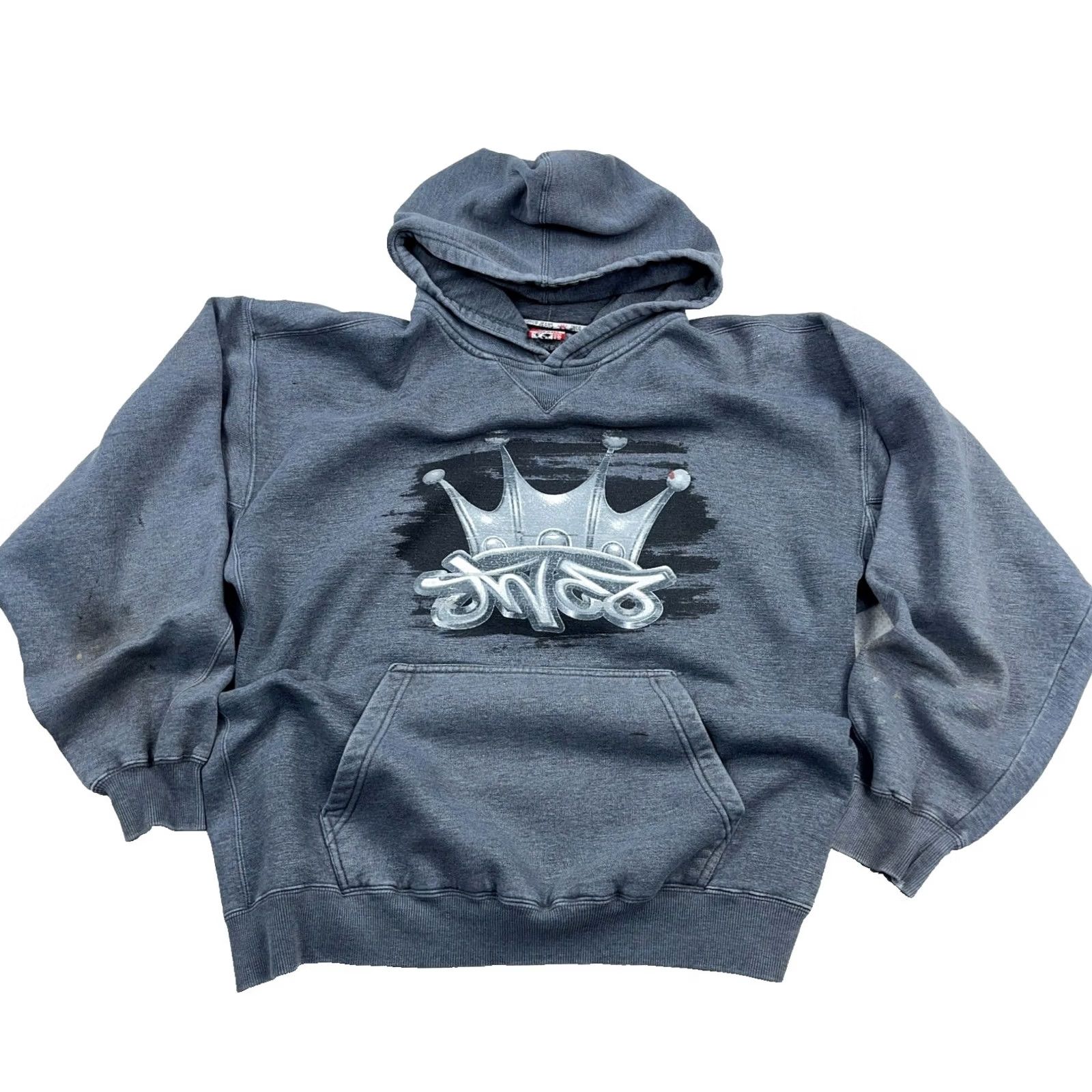 JNCO VINTAGE JNCO Hoodie Men 2XL Gray Sweatshirt Hooded Grunge Thrashed Y2K Jeans Style Shirt Size US XXL / EU 58 / 5 - 2 Thumbnail