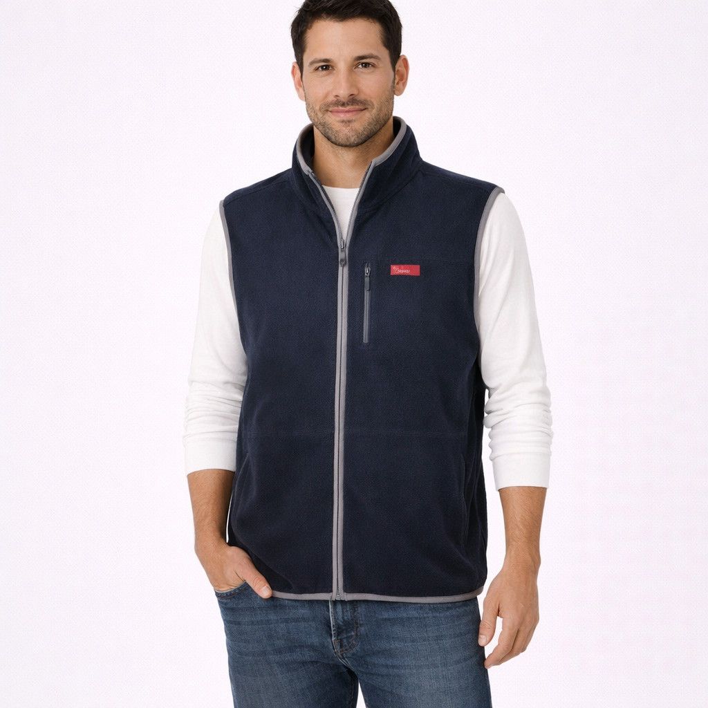 90s Navy Zip-Up Fleece Vest