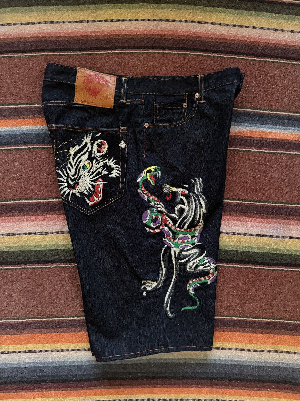 Ed Hardy × Vintage Y2K 2007 Ed Hardy Denim Panther Jorts Size US 40 / EU 56 - 1 Thumbnail