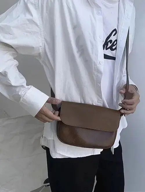 VIBE Retro brown faux leather shoulder bag Size ONE SIZE - 1 Thumbnail