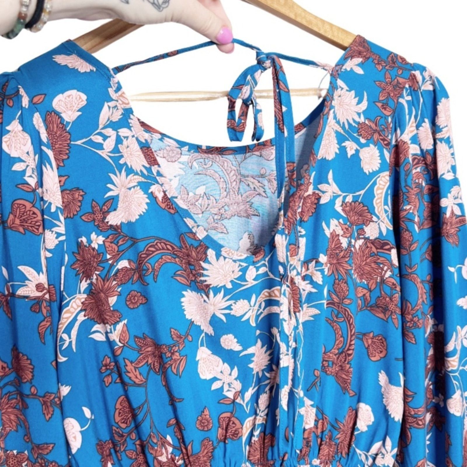 Other New with Tag Womens Andree by Unit Blue Floral Ruffle Blouse Size S / US 4 / IT 40 - 13 Thumbnail