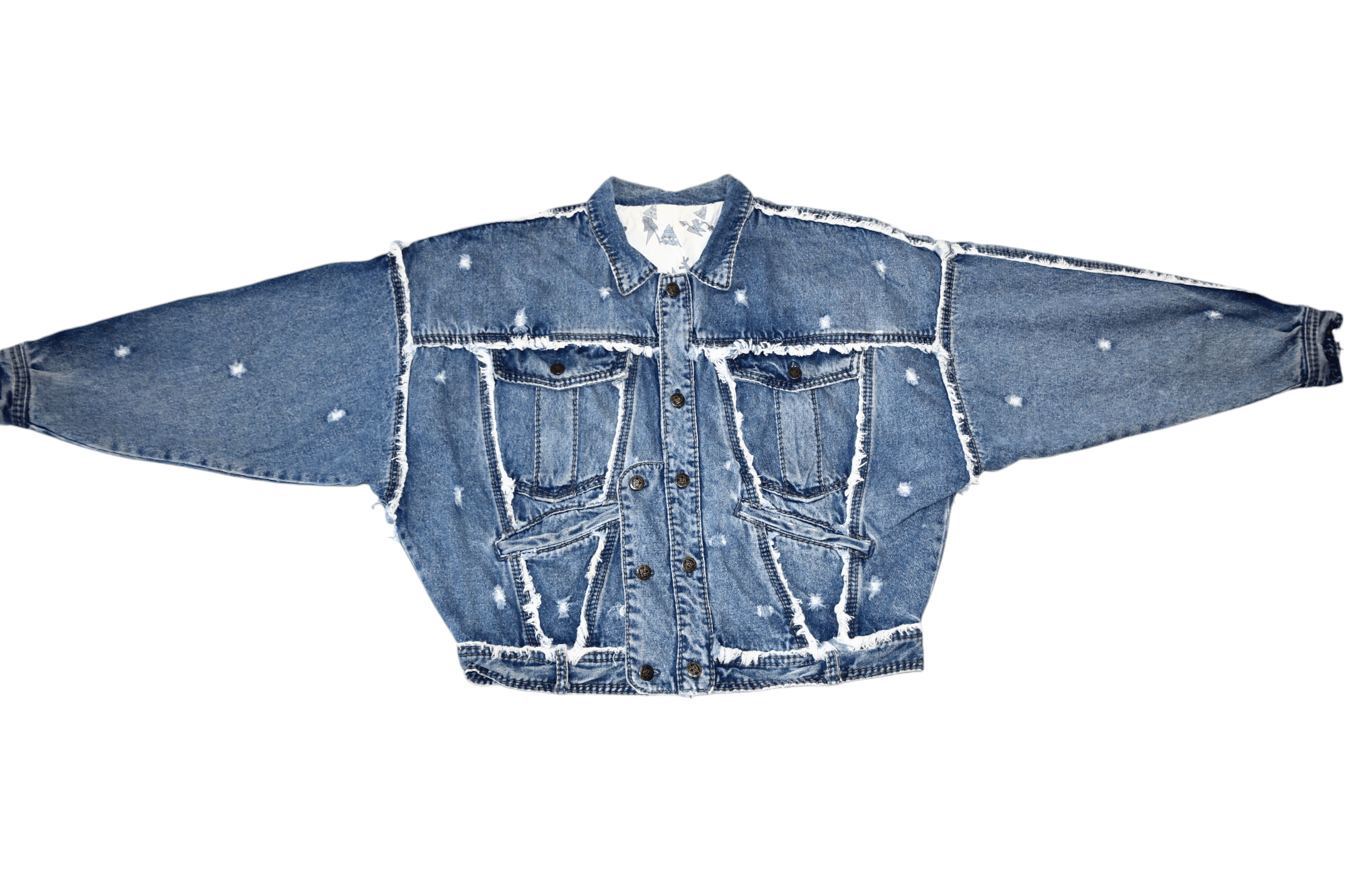 Japanese Brand ARCHIVE 80's NO! Jeans by Claude Attias Fringed Baggy Jacket Size US M / EU 48-50 / 2 - 5 Thumbnail