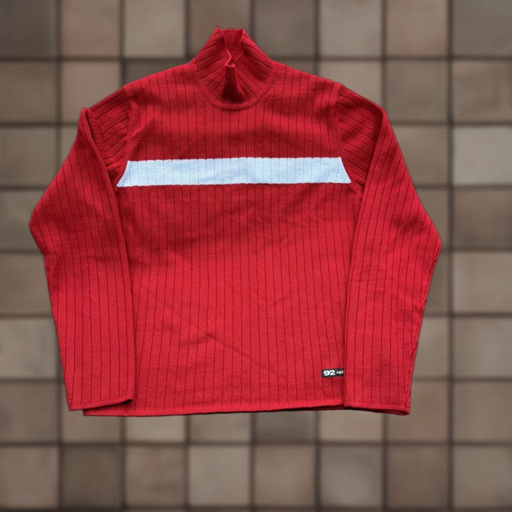 Abercrombie & Fitch VINTAGE Abercrombie & Fitch Sweater Mens XL Red Mock Neck Ribbed Stripe Long Sleeve Y2K Size US XL / EU 56 / 4 - 1 Thumbnail