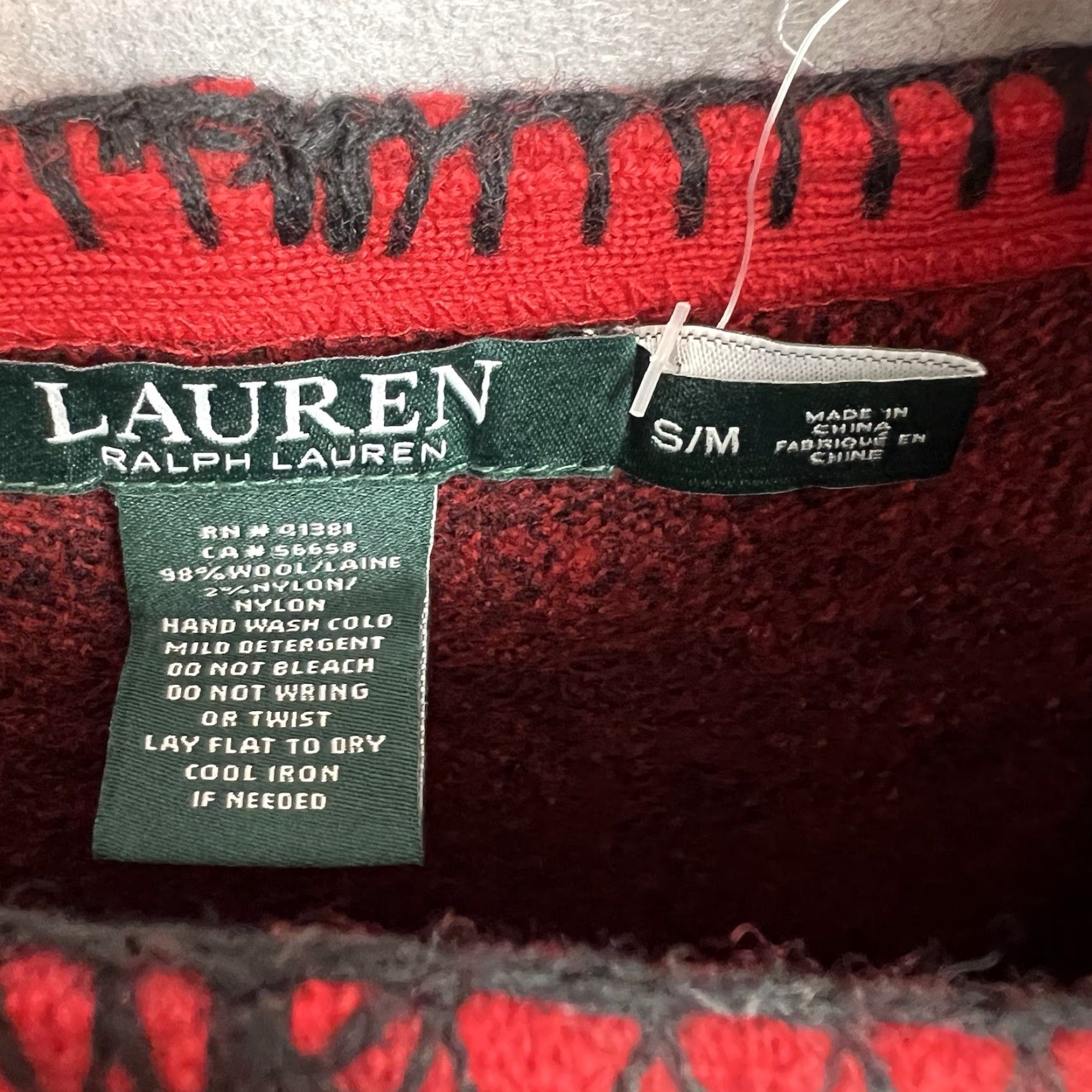 Ralph Lauren NWT! Lauren Ralph Lauren S/ M Red Plaid Fringe Poncho Cape Pullover Wool Blend Size S / US 4 / IT 40 - 6 Thumbnail