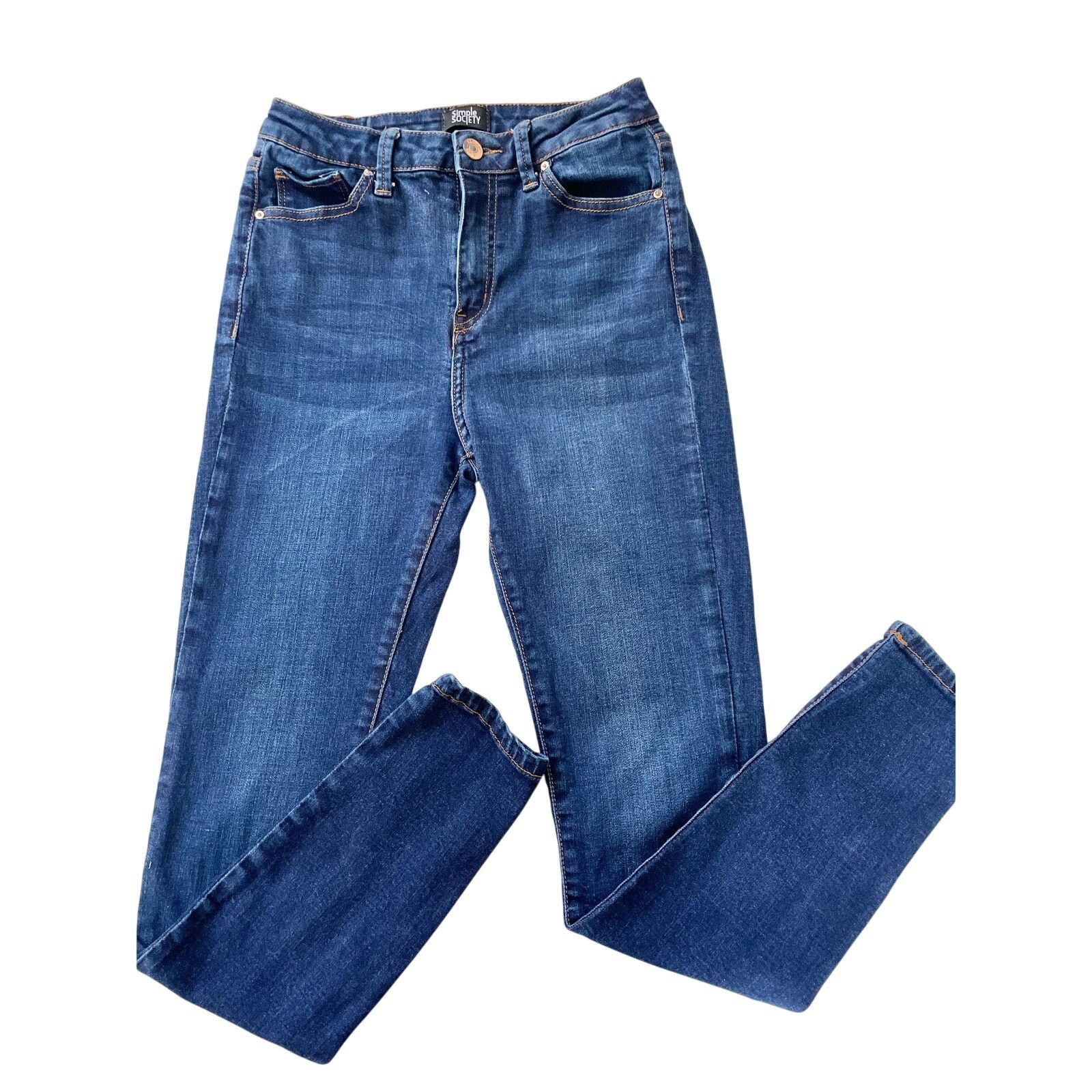 Other Simple Society Women Dark Wash Mid-rise Skinny Jean Pants Size 25" / US 0 / IT 36 - 4 Thumbnail