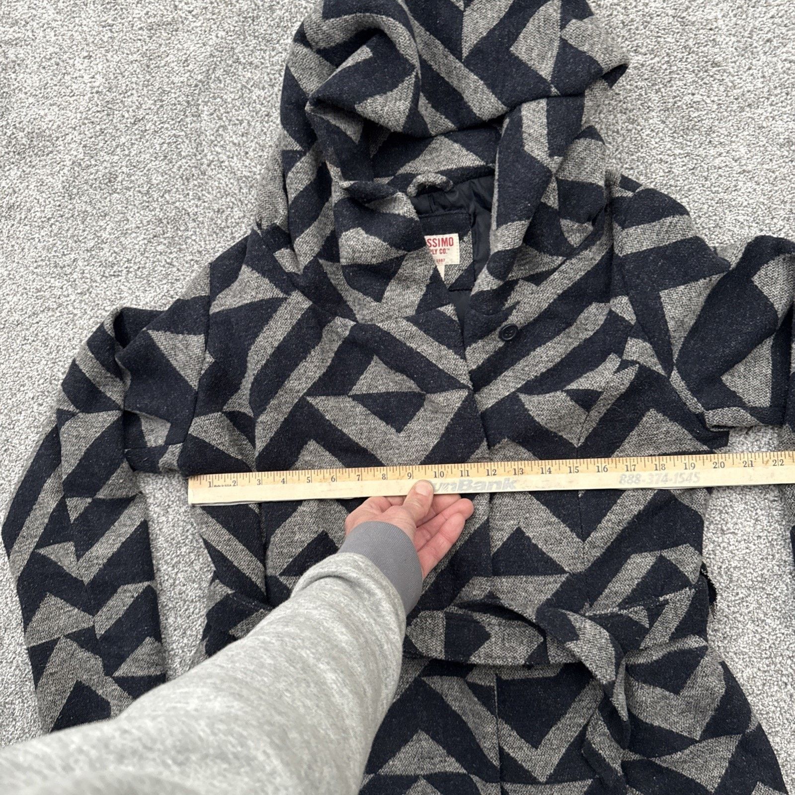 Mossimo Mossimo Coat Womens XL Geometric Belted Hoodie Avant-Garde Size XL / US 12-14 / IT 48-50 - 3 Thumbnail