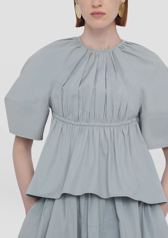 Jil Sander o1y1025 Short Sleeves Blouse in Sage Green Size S / US 4 / IT 40 - 2 Thumbnail