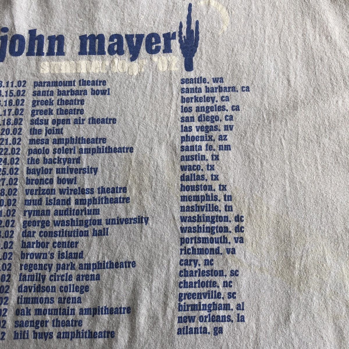 Vintage John Mayer Summer Tour 2002 Light Gray Size L Size US L / EU 52-54 / 3 - 22 Thumbnail