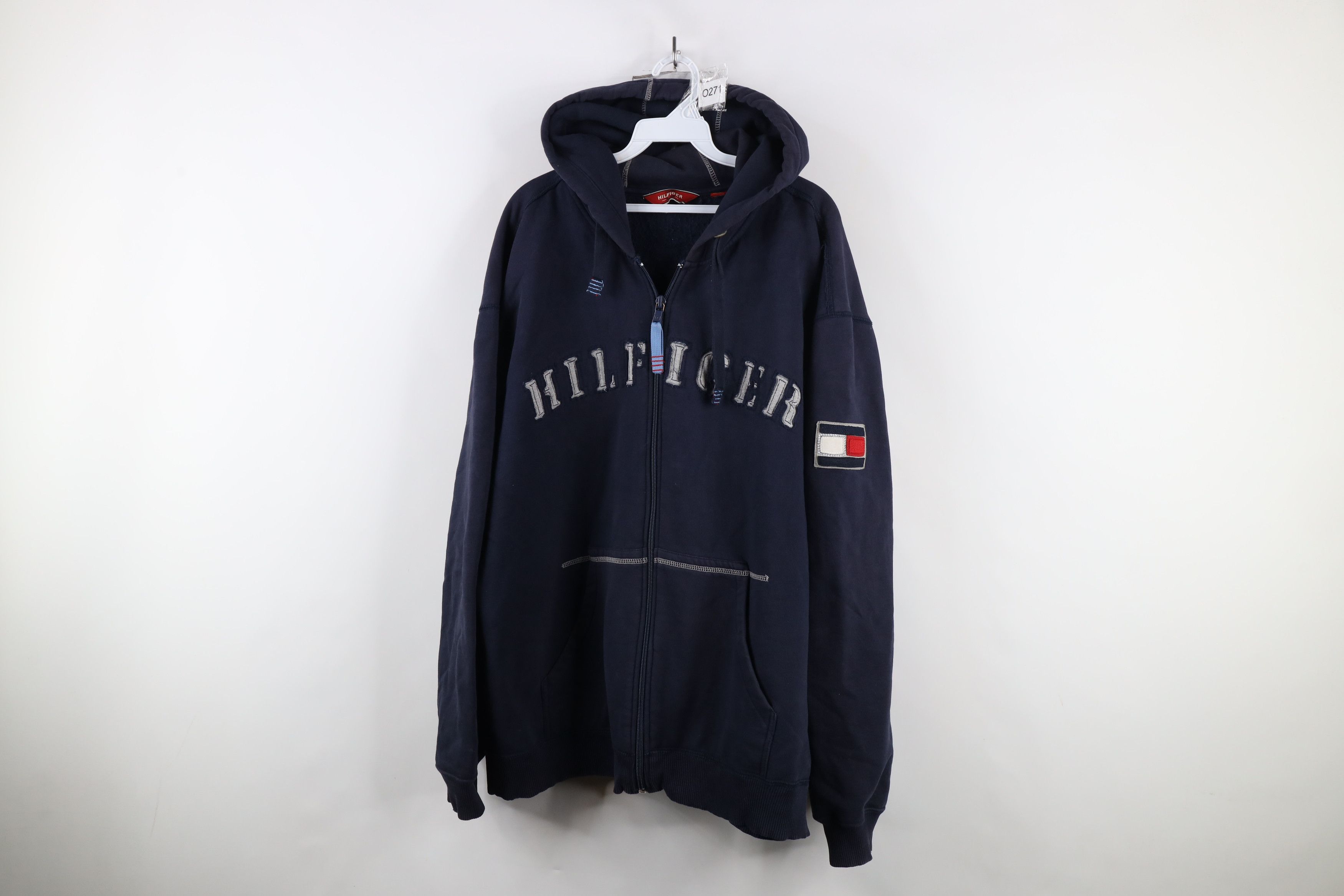 Tommy Hilfiger × Vintage Vintage Y2K Tommy Hilfiger Heavyweight Full Zip Hoodie Blue Size US XXL / EU 58 / 5 - 1 Thumbnail