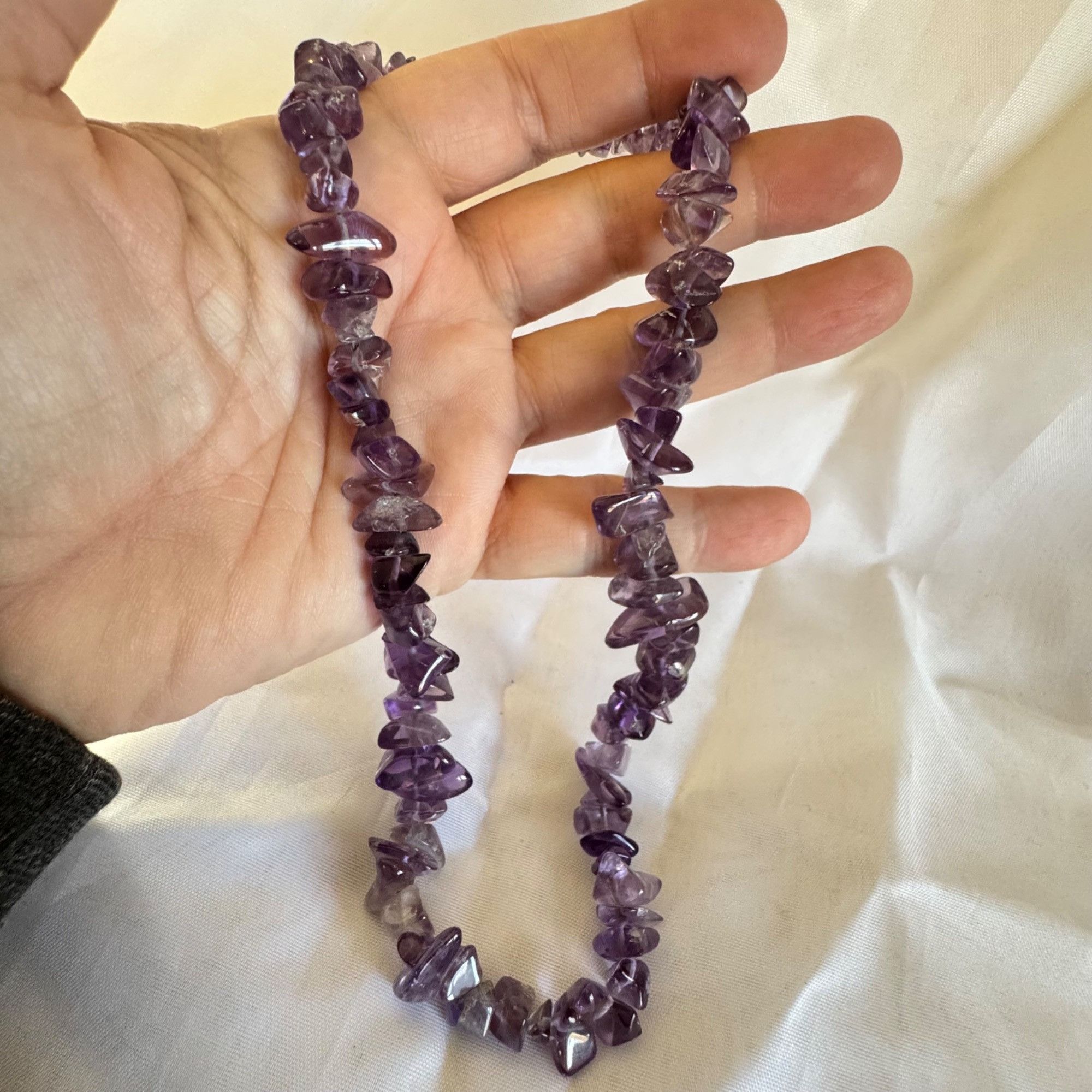 Vintage Amethyst Gemstone Necklace February Birthstone Tumbled Purpl Size ONE SIZE - 3 Thumbnail