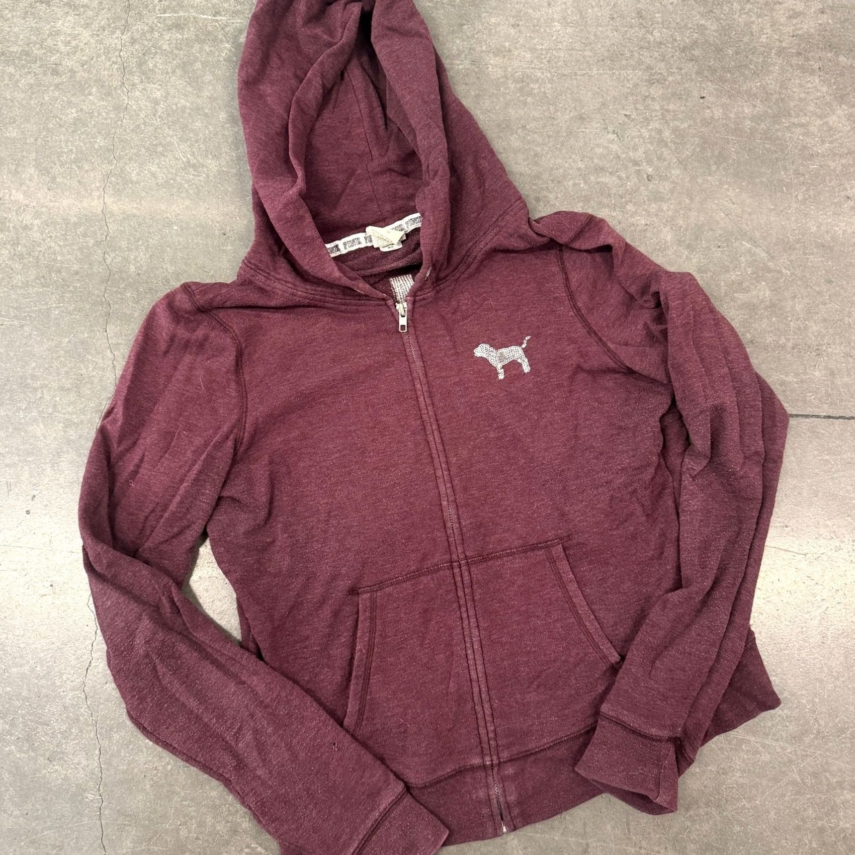 Victoria's Secret VINTAGE Victoria's Secret PINK Sequin Maroon Full Zip Hoodie Sweatshirt L Womens Size L / US 10 / IT 46 - 2 Thumbnail