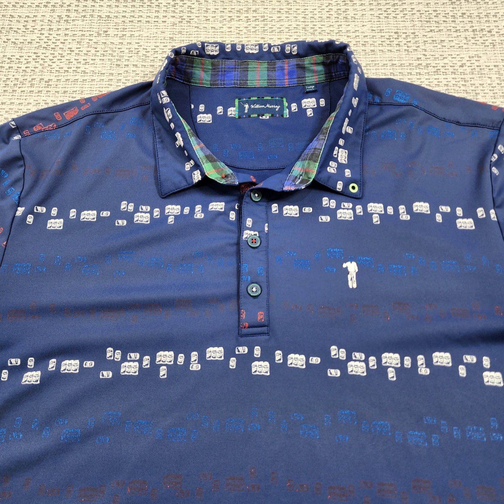 Vintage William Murray Polo Shirt Mens XL Golf Cocktails Food Print Performance Size US XL / EU 56 / 4 - 2 Thumbnail