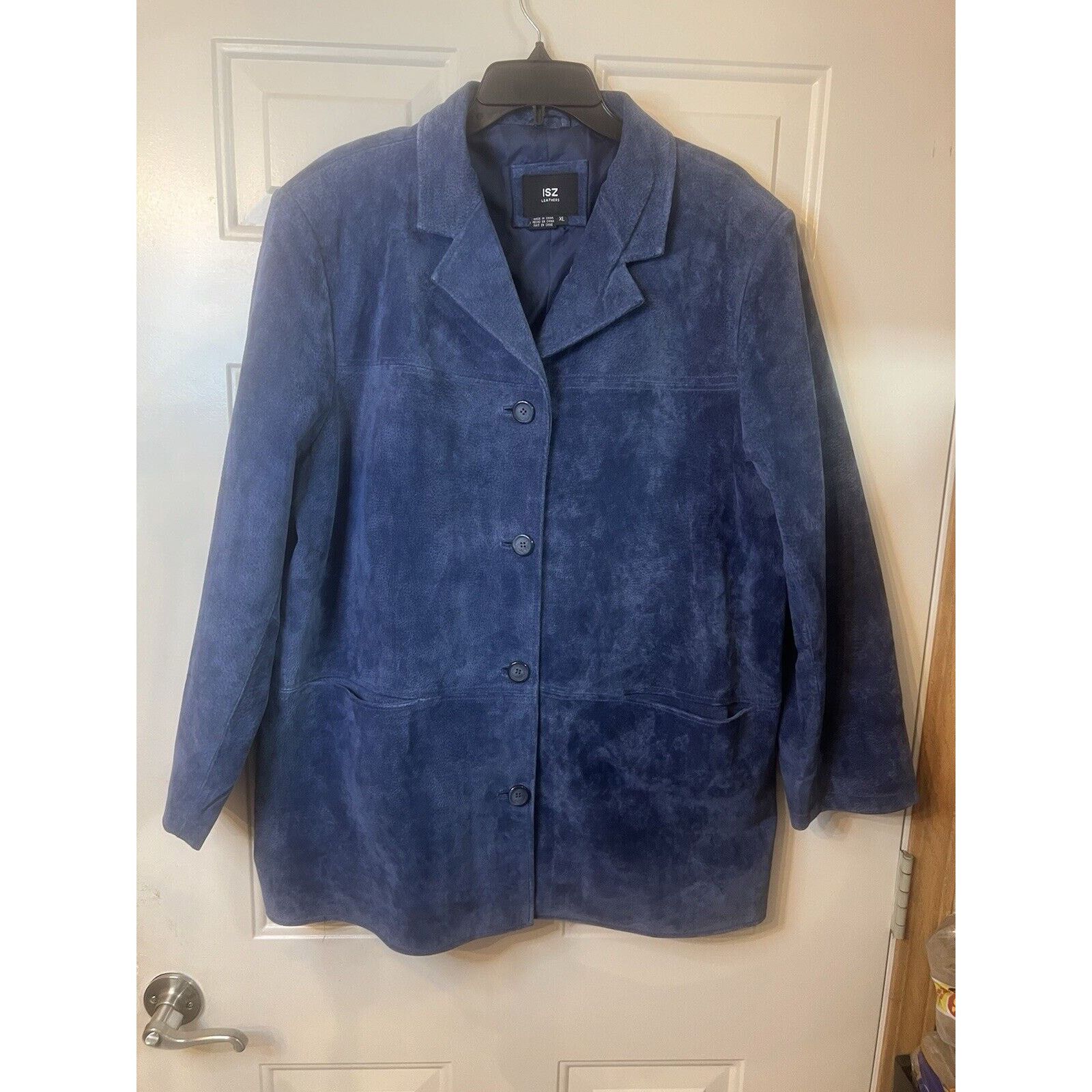 & Other Stories ISZ Genuine Leather Suede Coat Parka Jacket Women's XL Blue Size XL / US 12-14 / IT 48-50 - 1 Thumbnail
